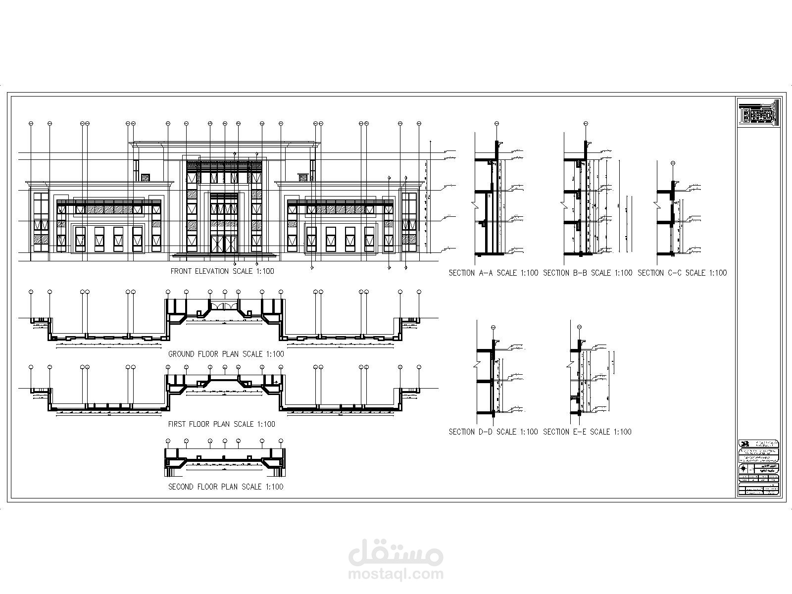 الرسومات التنفيذية للحوائط الستائرية لمشروع الجامعة التكنولوجية بشرق بورسعيد, مصر