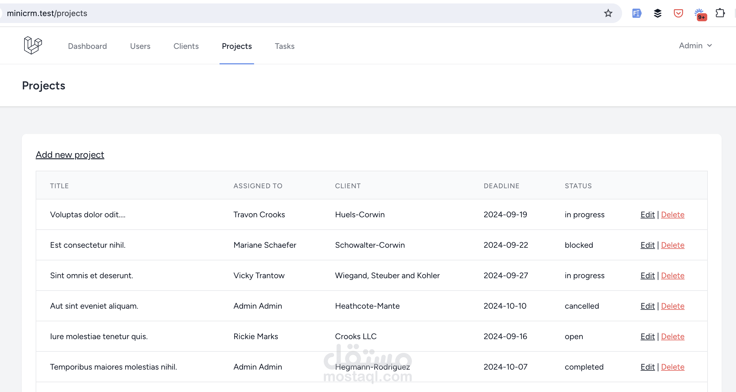 برنامج أدارة علاقات عملاء laravel php