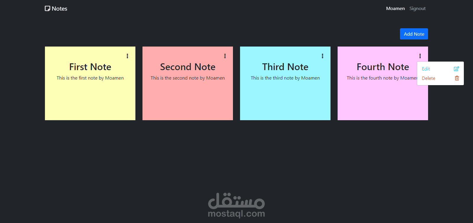 Notes Taking Fullstack App (Dot Net Core API + Angular)