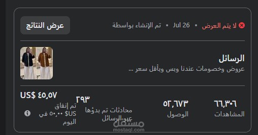 إدارة وحملة إعلانات رسائل مكثفة عبر Meta Ads لبراند أزياء وتجارة إلكترونية