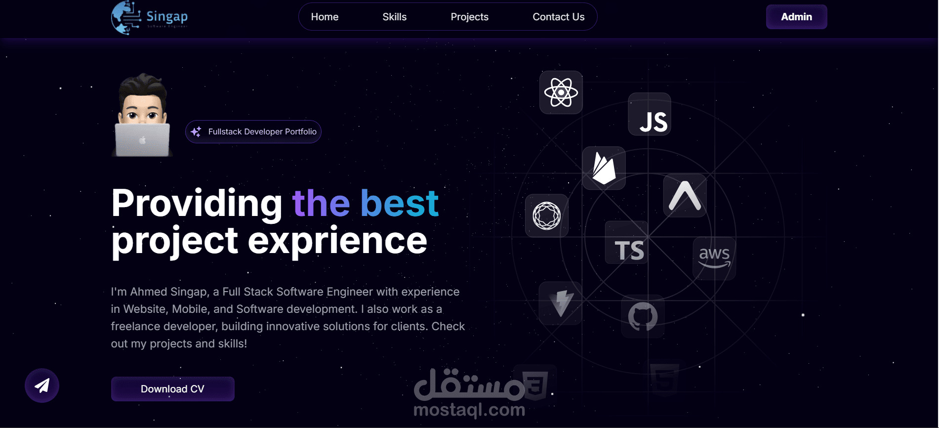 تطوير موقع شخصي احترافي باستخدام Next.js, Tailwind CSS, Node.js, و Express