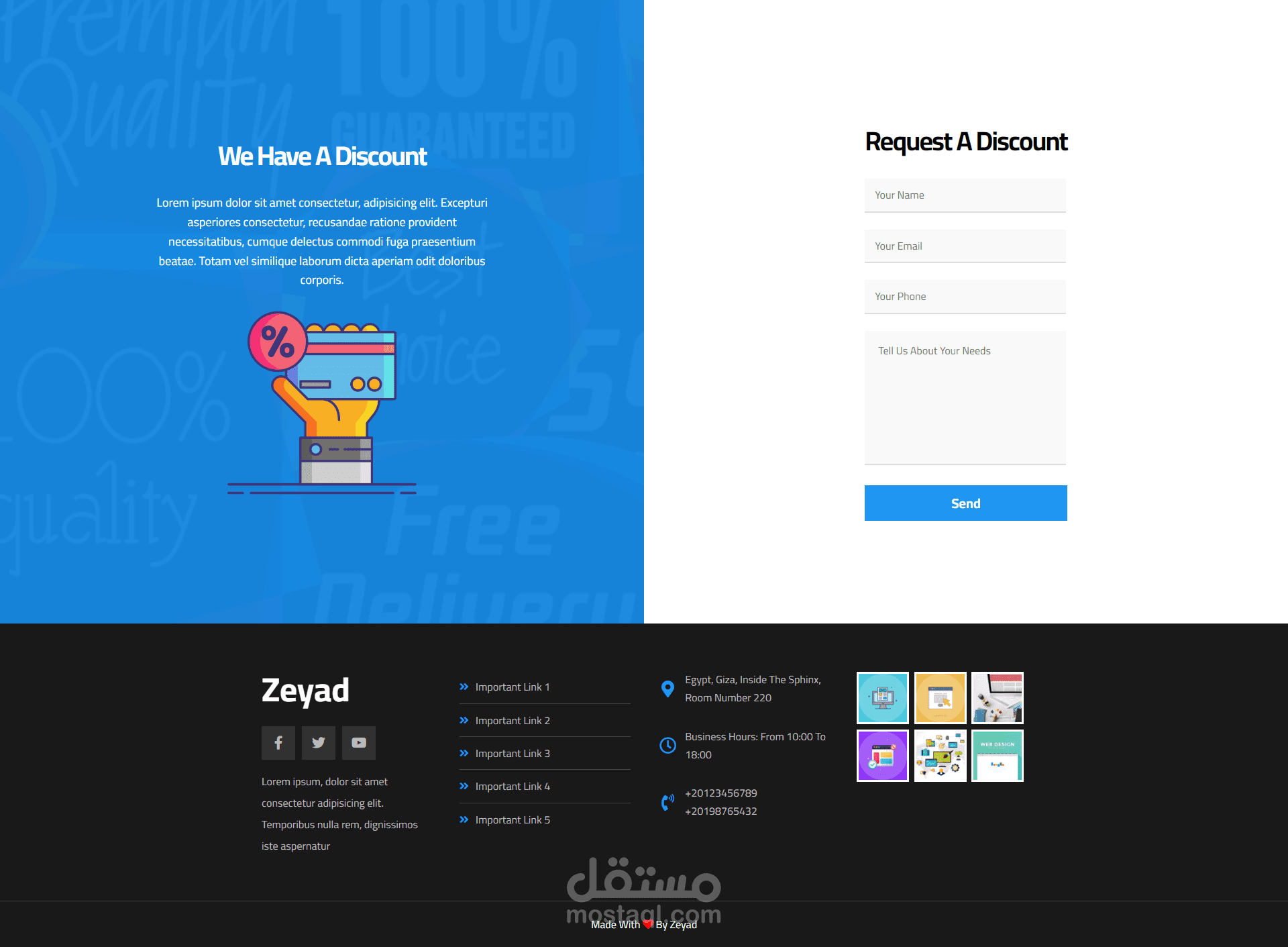 صفحة هبوط html & css & js