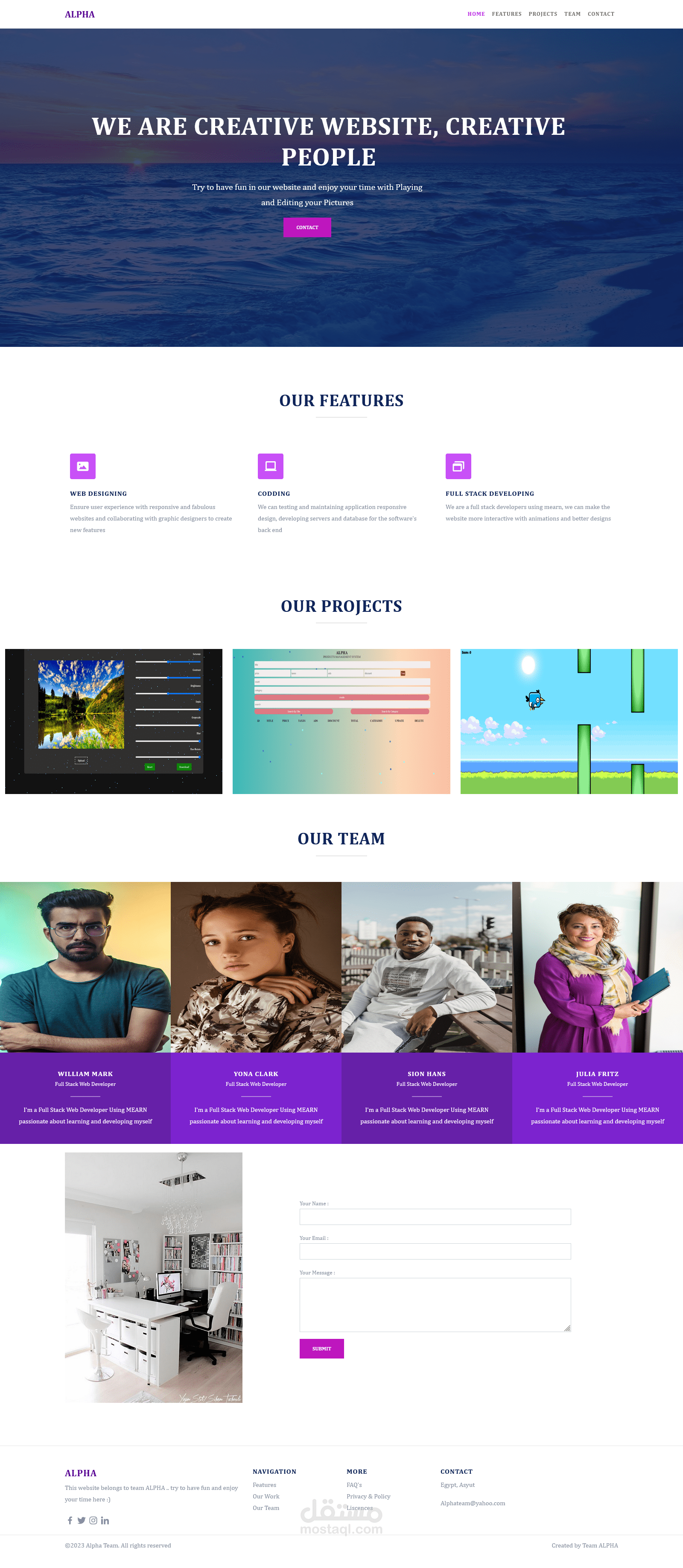 صفحة هبوط خاصة بشركة لتقديم خدماتها Landing page