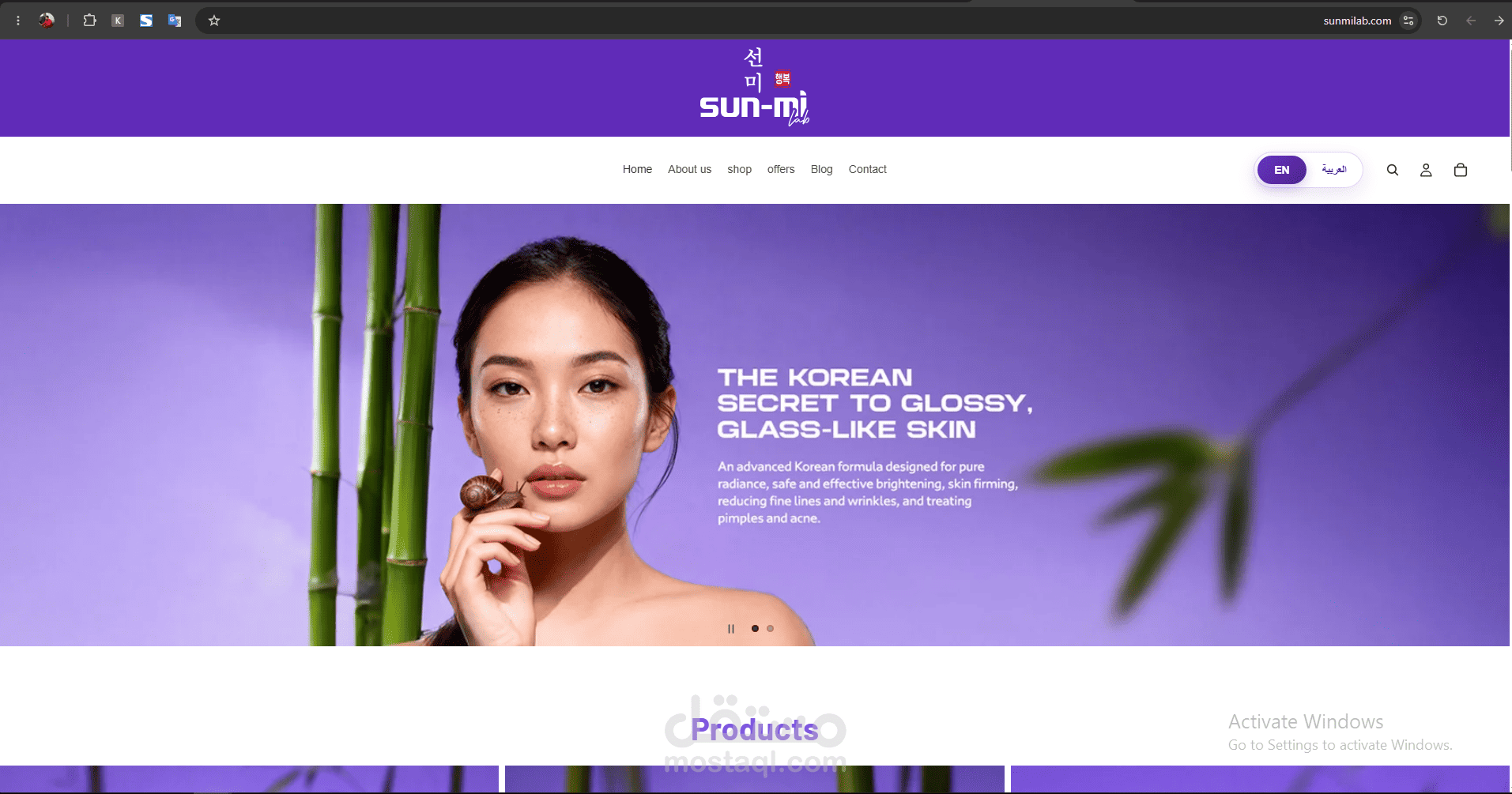 تصميم وتطوير متجر Sun-Mi Lab لمستحضرات العناية بالبشرة الكورية باستخدام Shopify