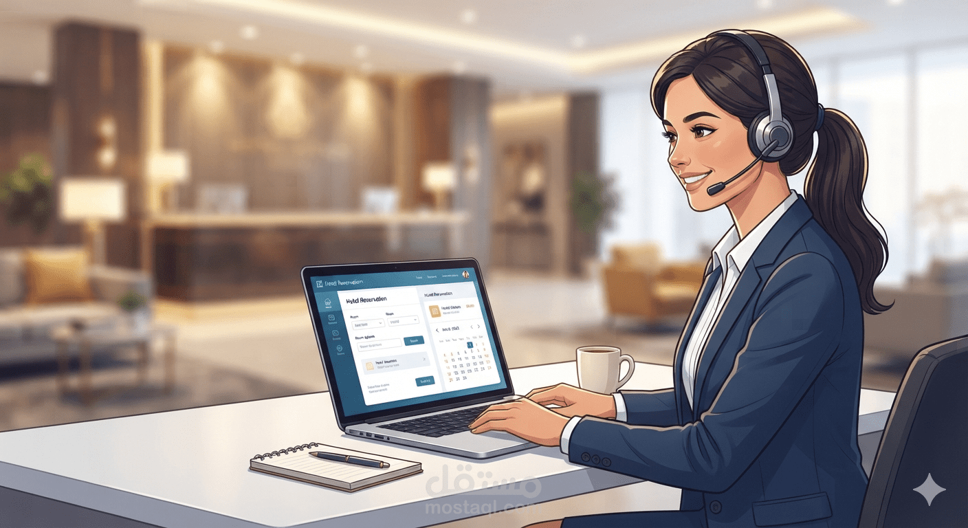 تقديم خدمة عملاء احترافية وإدارة حجوزات الفنادق عن بُعد