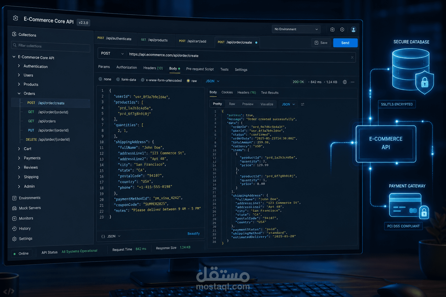برمجة وبناء نظام خلفي متكامل لمتجر إلكتروني (E-Commerce Web API)