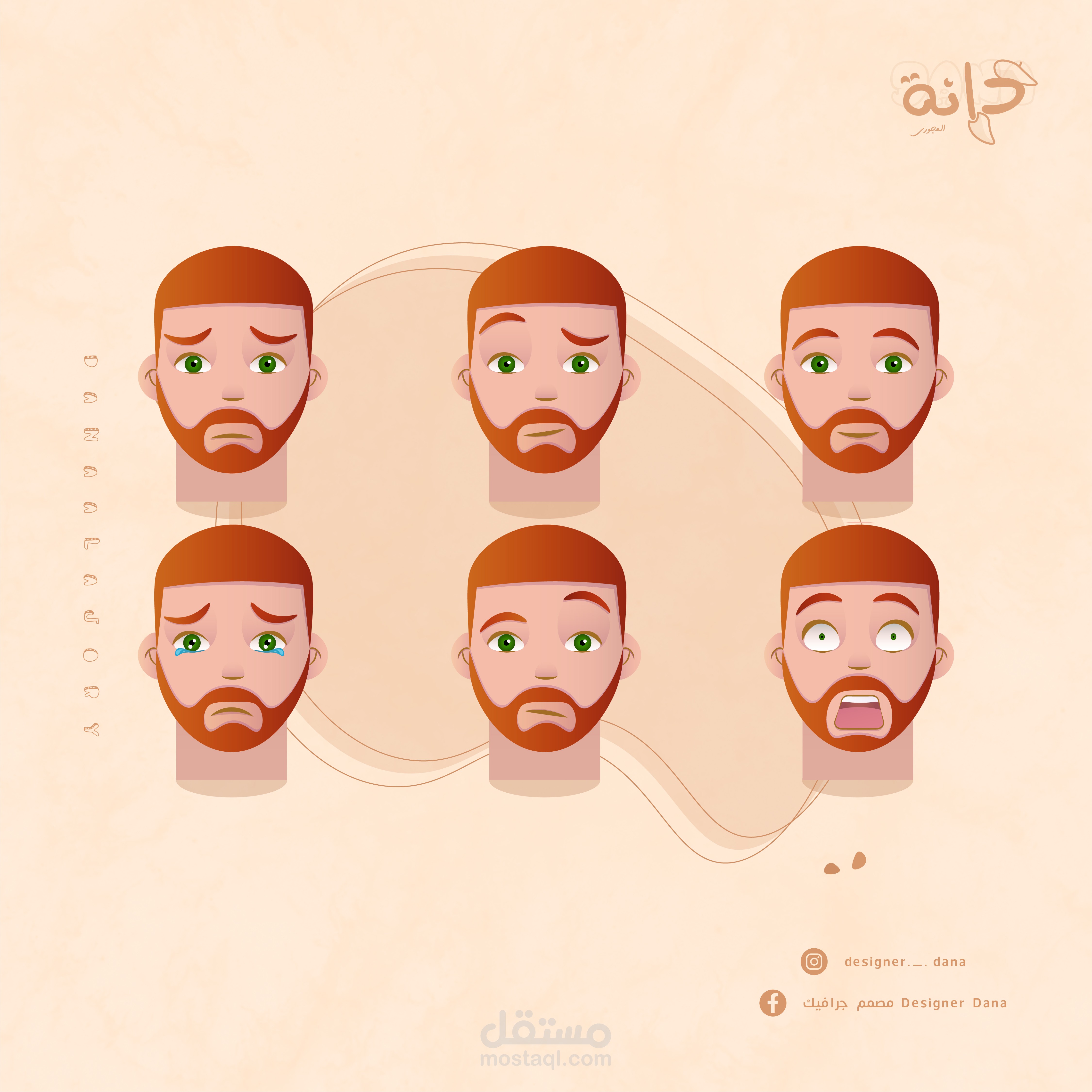 رسم face expresions تعابير وجه لشخصية