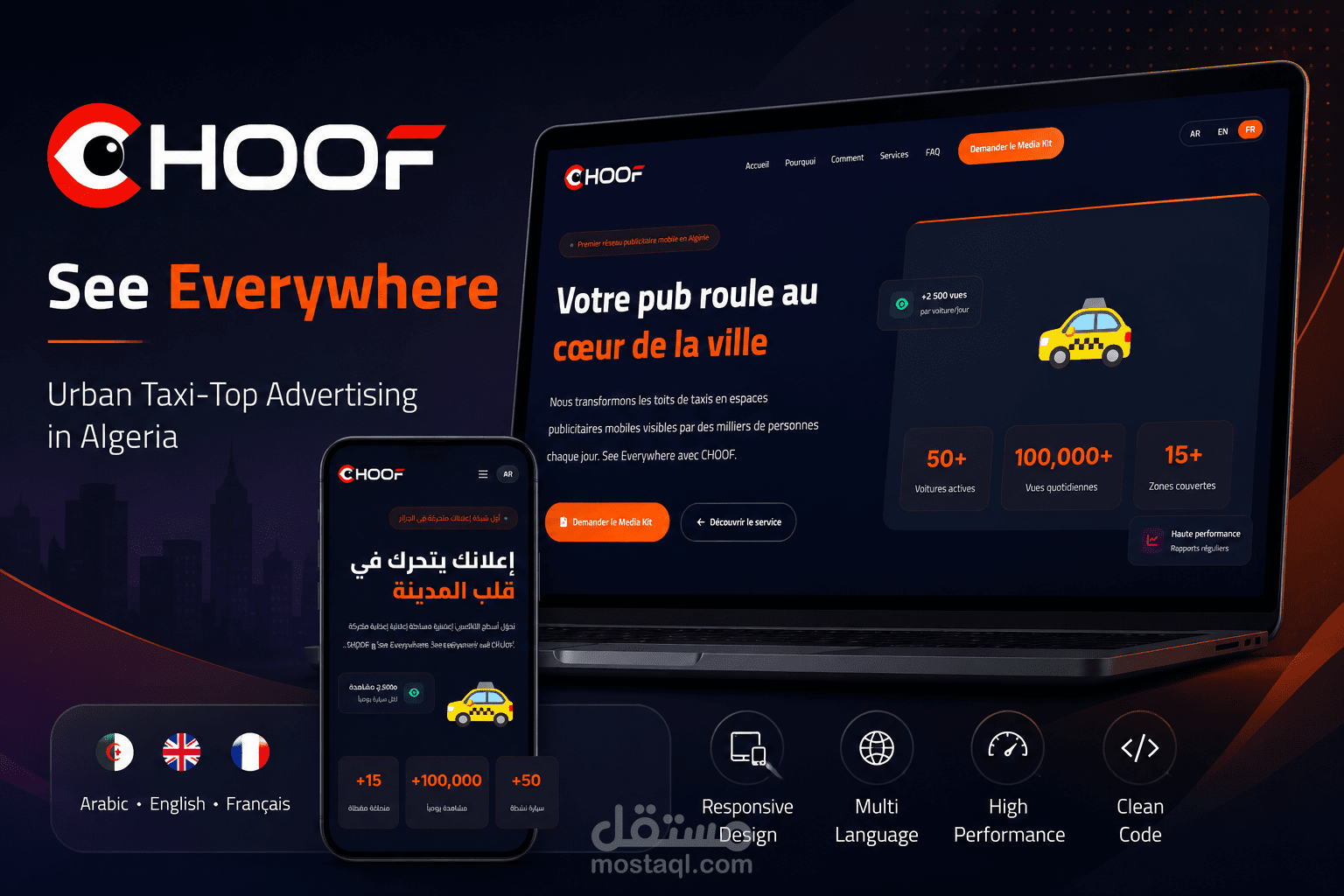 تصميم وتطوير موقع ويب احترافي متعدد اللغات لشركة CHOOF