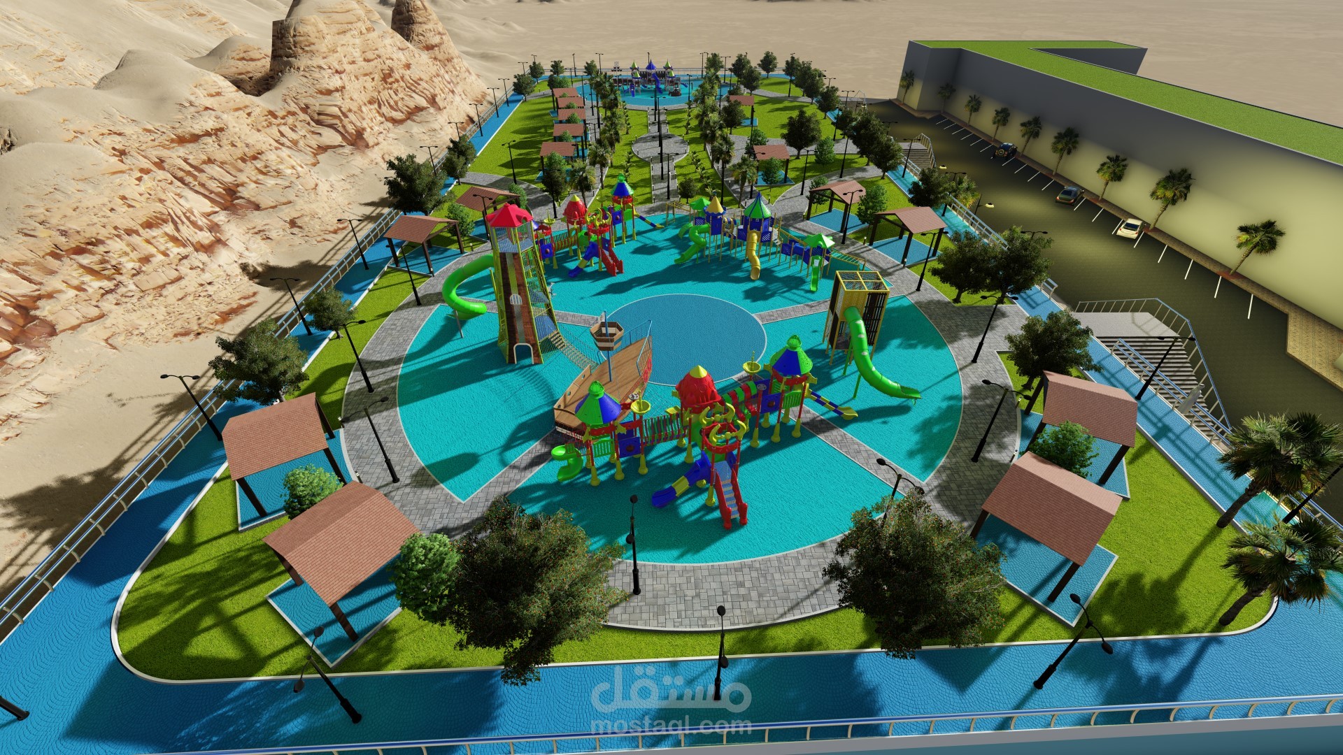 حديقة عامة جاري تنفيذها في مدينة عسفان تابعة لمدينة جدة