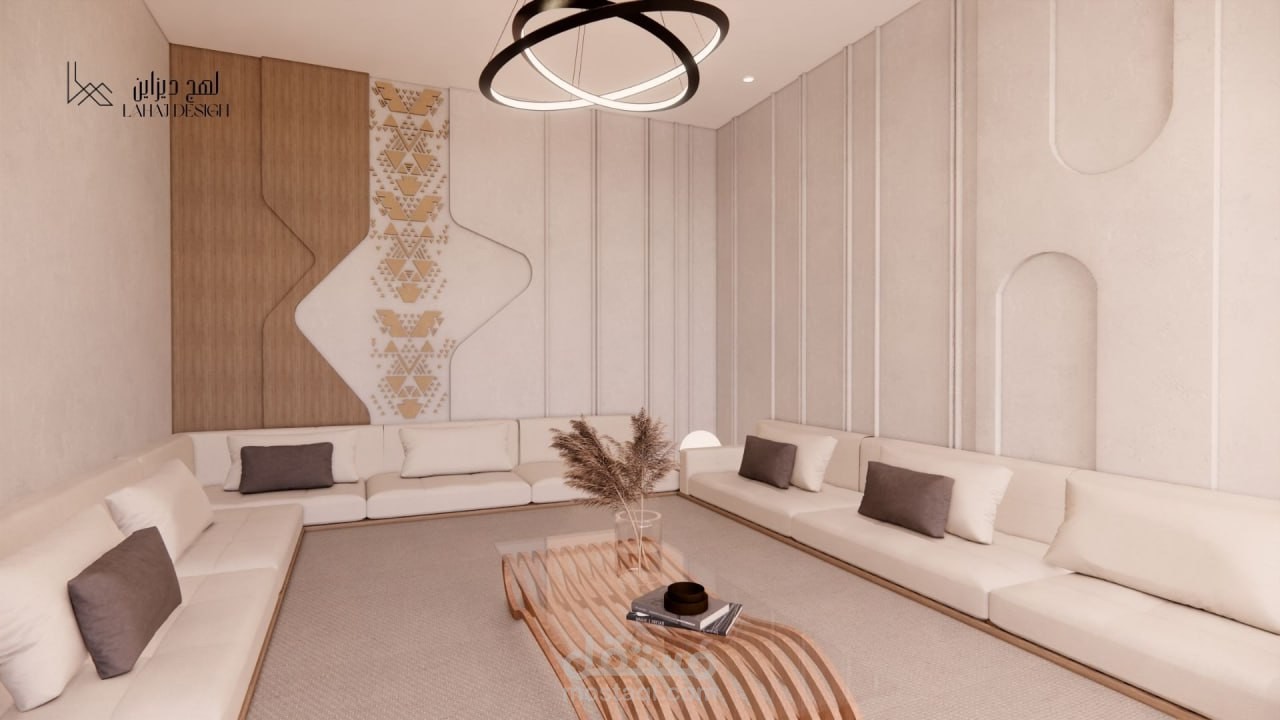 تصميم داخلي مجلس بطابع سعودي
