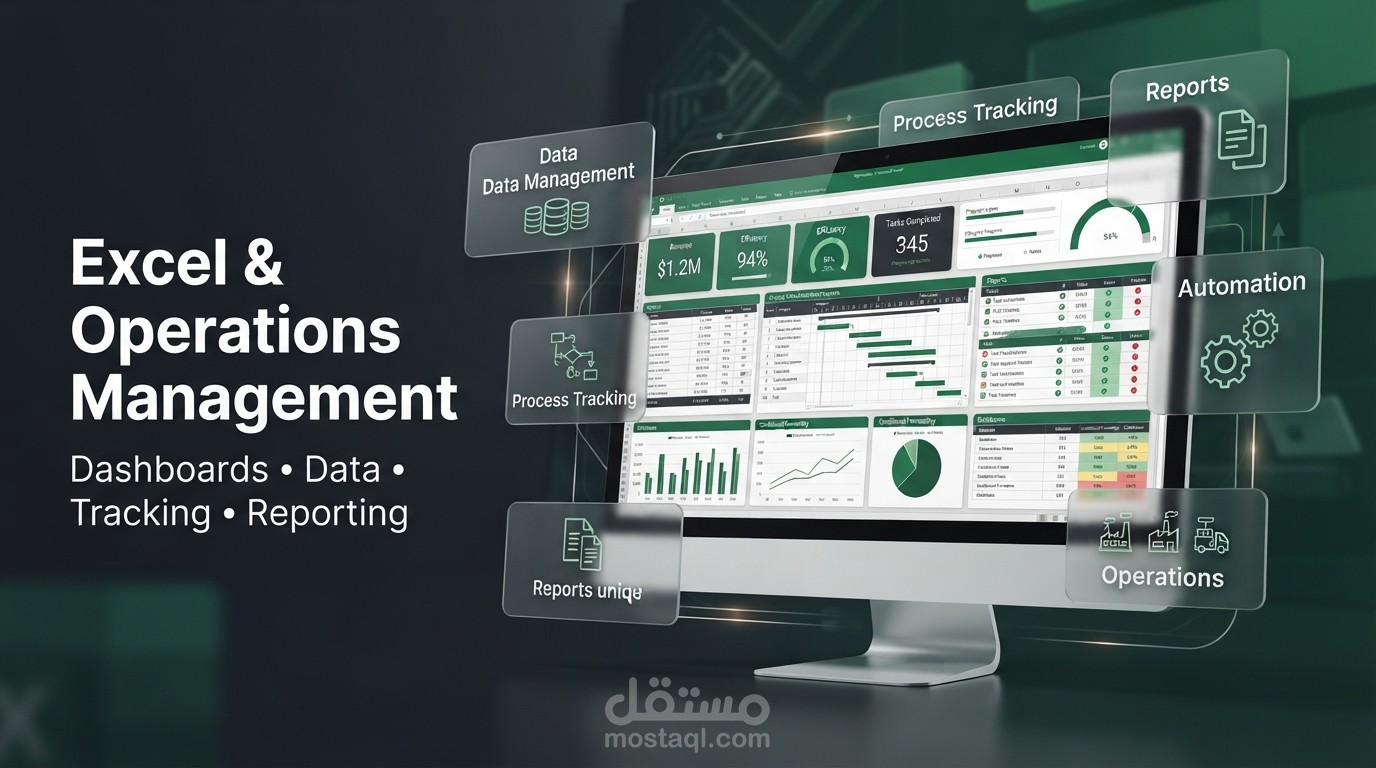 تصميم وإدارة ملفات Excel الاحترافية وتنظيم بيانات العمليات