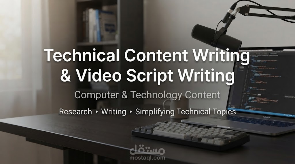 كاتب محتوى تقني وكتابة نصوص الفيديو (Technical Content Writer & Video Script Writer)
