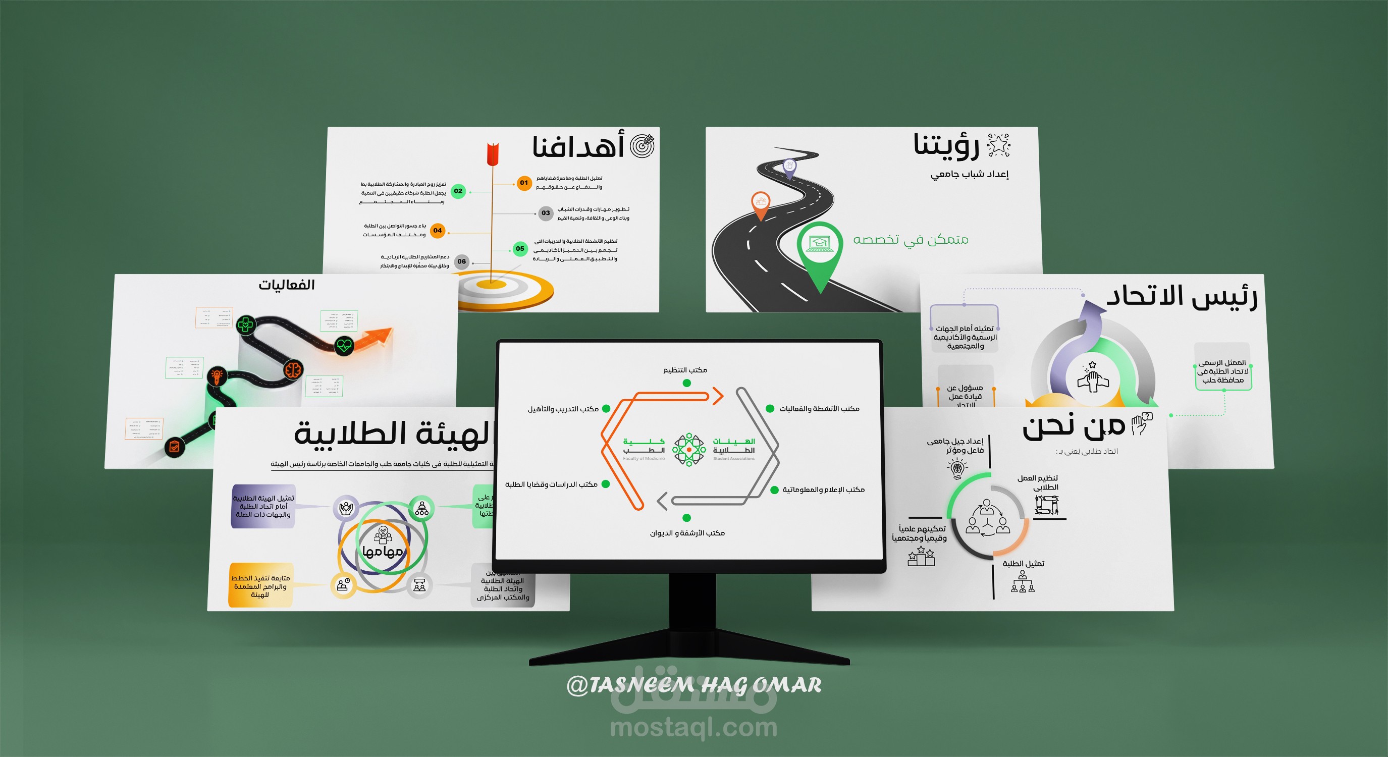 تصميم عرض تقديمي تعريفي | هوية بصرية لاتحاد طلابي