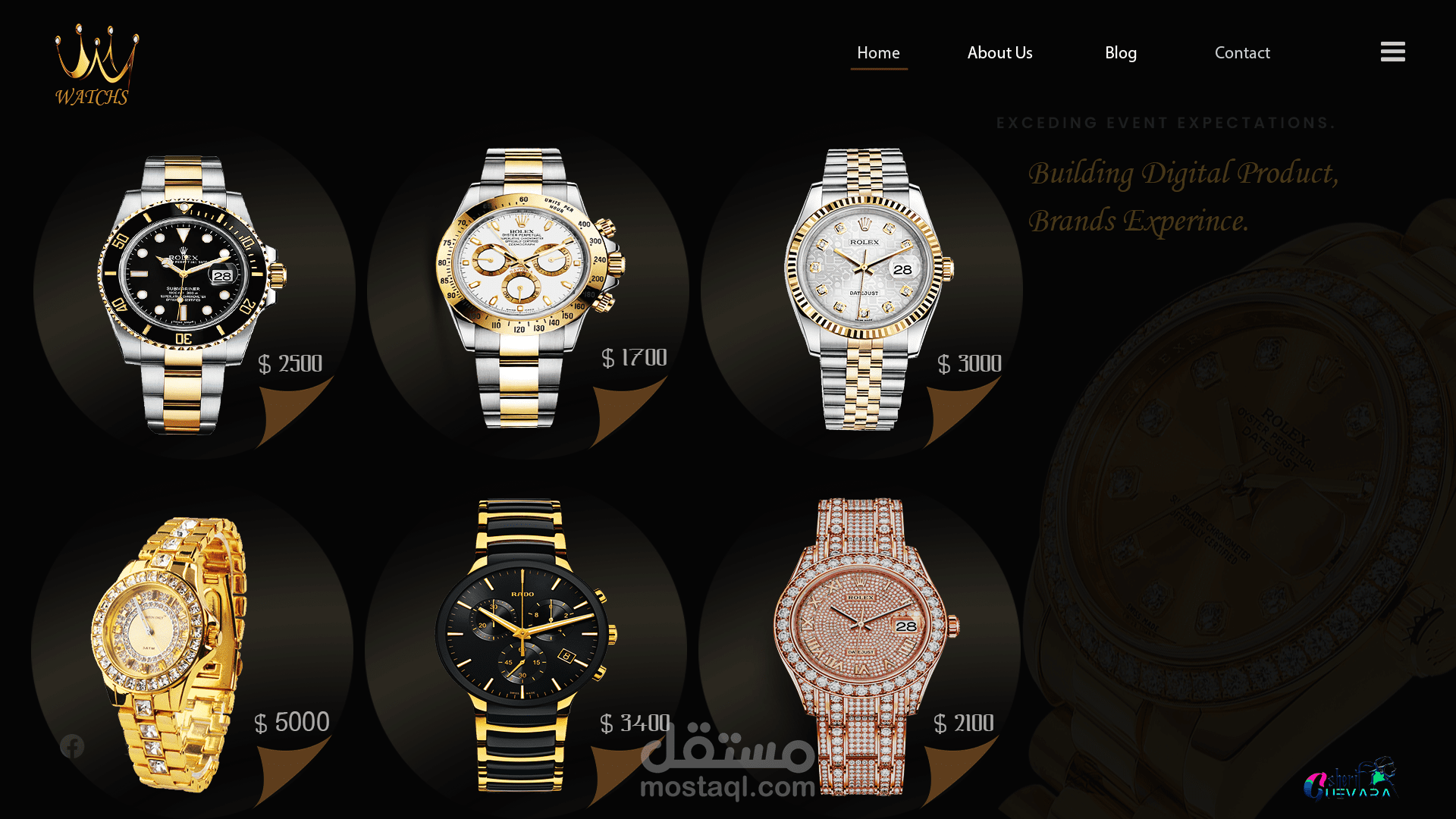 تصميم متجر إلكتروني راقٍ ومبتكر لعرض وبيع الساعات الفاخرة