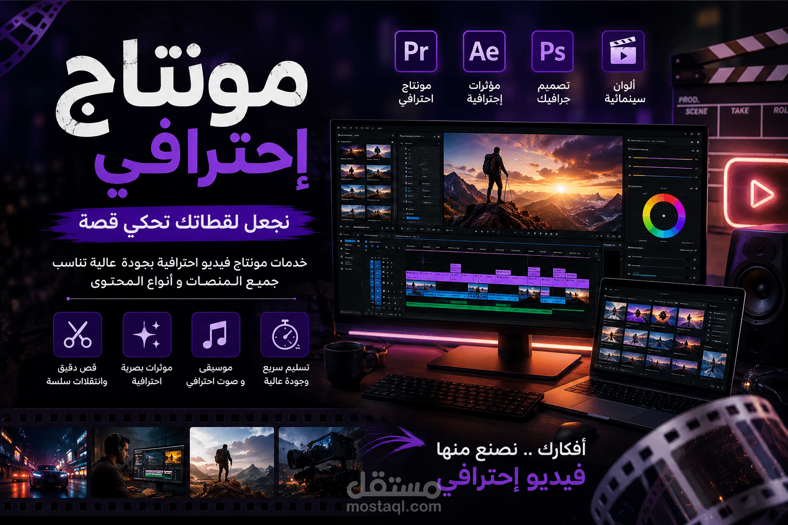 مونتاج فيديو احترافي للمحتوى الرقمي