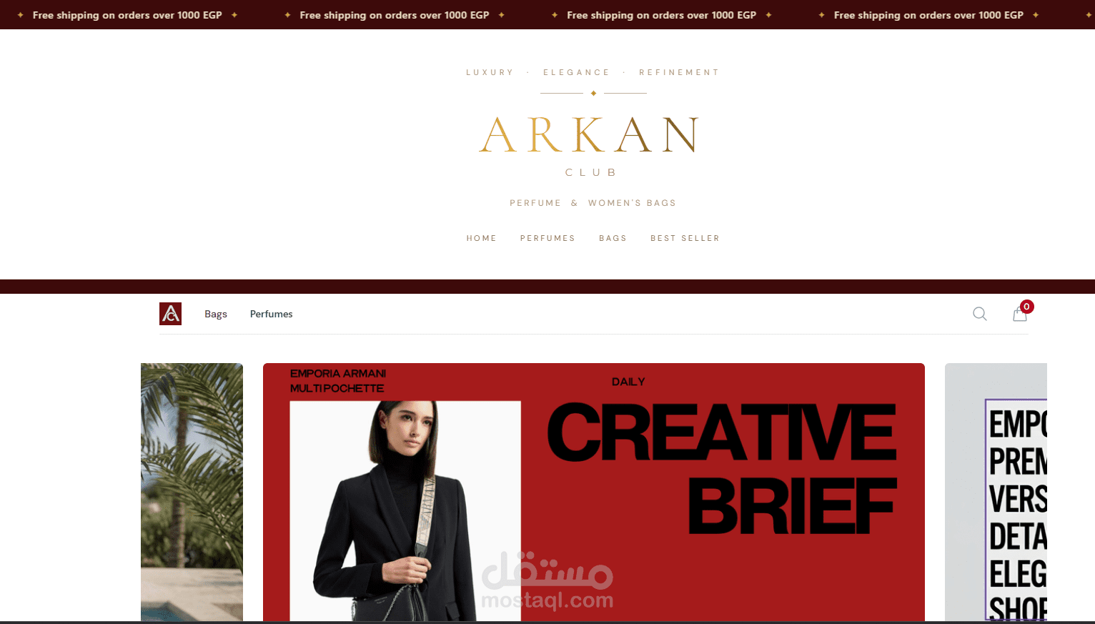 Website design for Lee Brand bags and perfumes