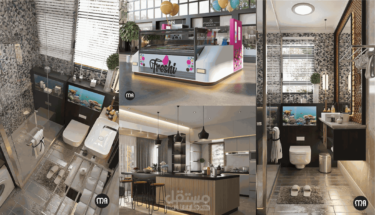 تصاميم داخلية وديكورات ثلاثية الابعاد