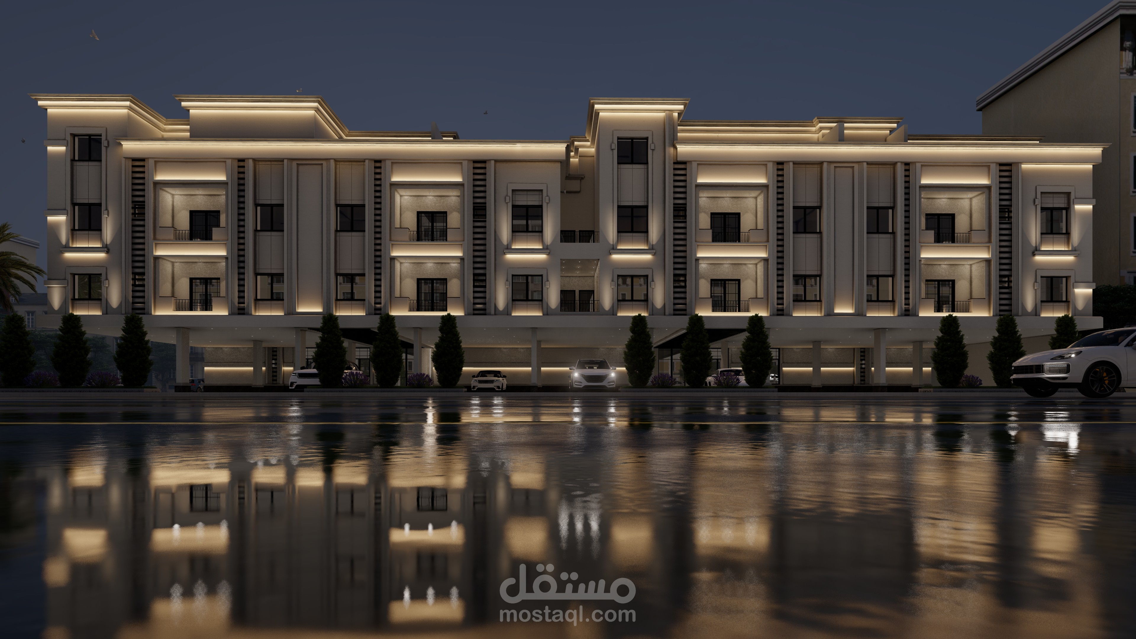 تصميم واجهة عمارة تجاري - الرياض