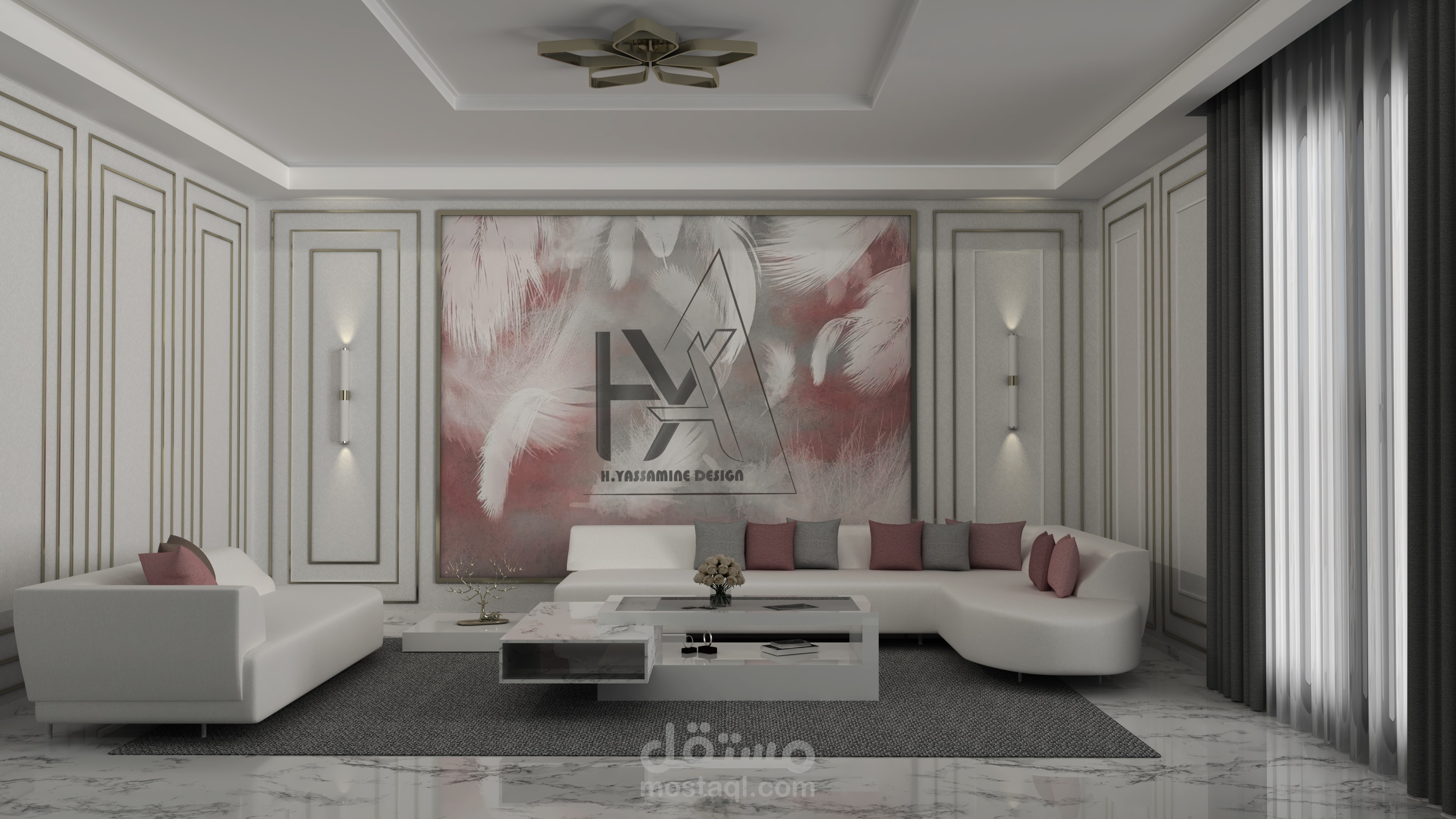 تصميم داخيلي عصري  لغرفة استقبال