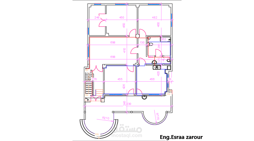 تصميم تمديدات شبكة مياه شرب ومياه مالحة لفيلا