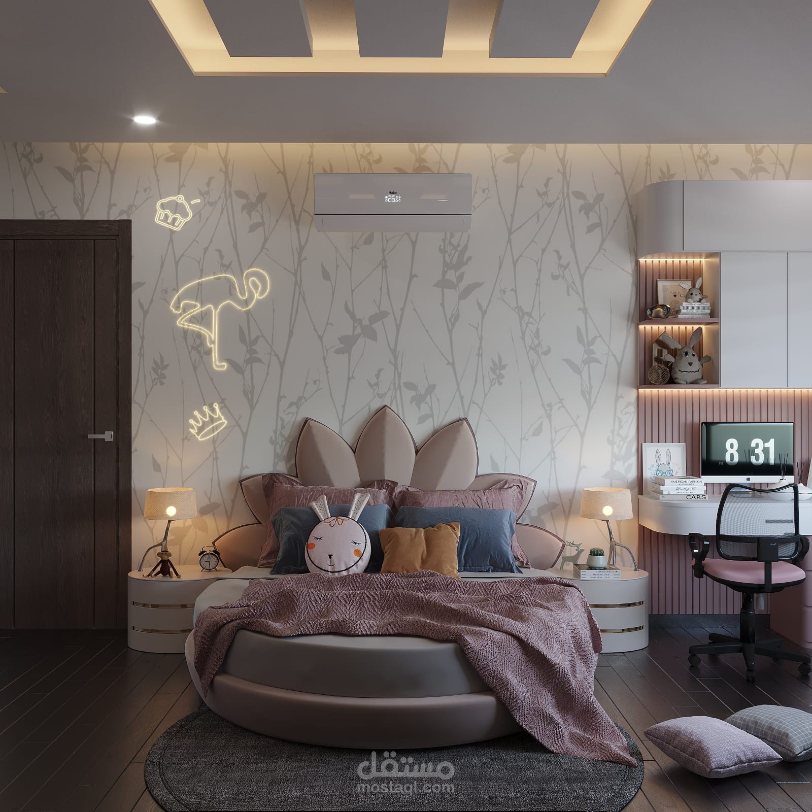 تصميم داخلي لغرفة نوم فتاة