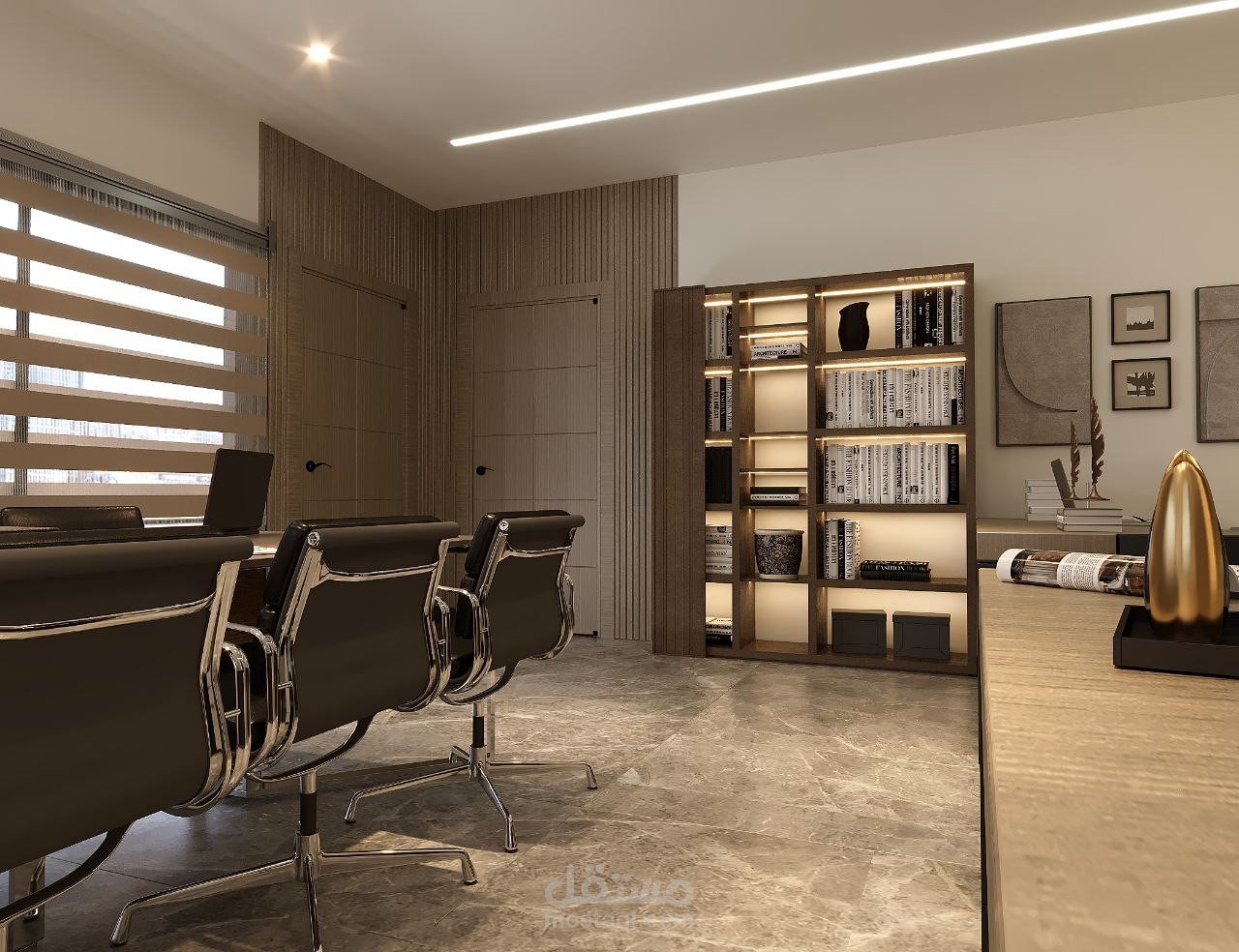 تصميم داخلي لمكتب وقاعة اجتماعات