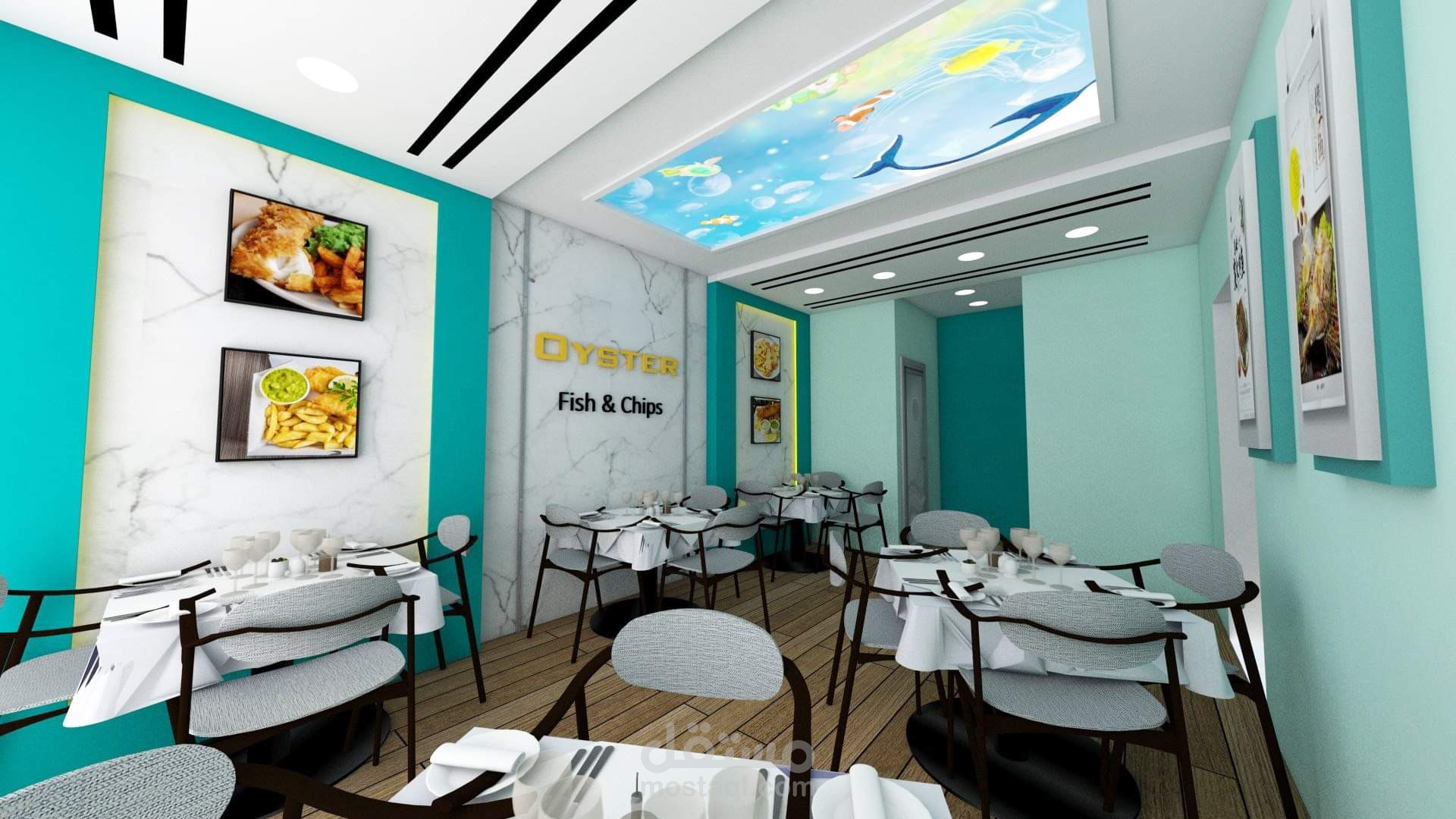 ديكور مطعم مأكولات بحرية