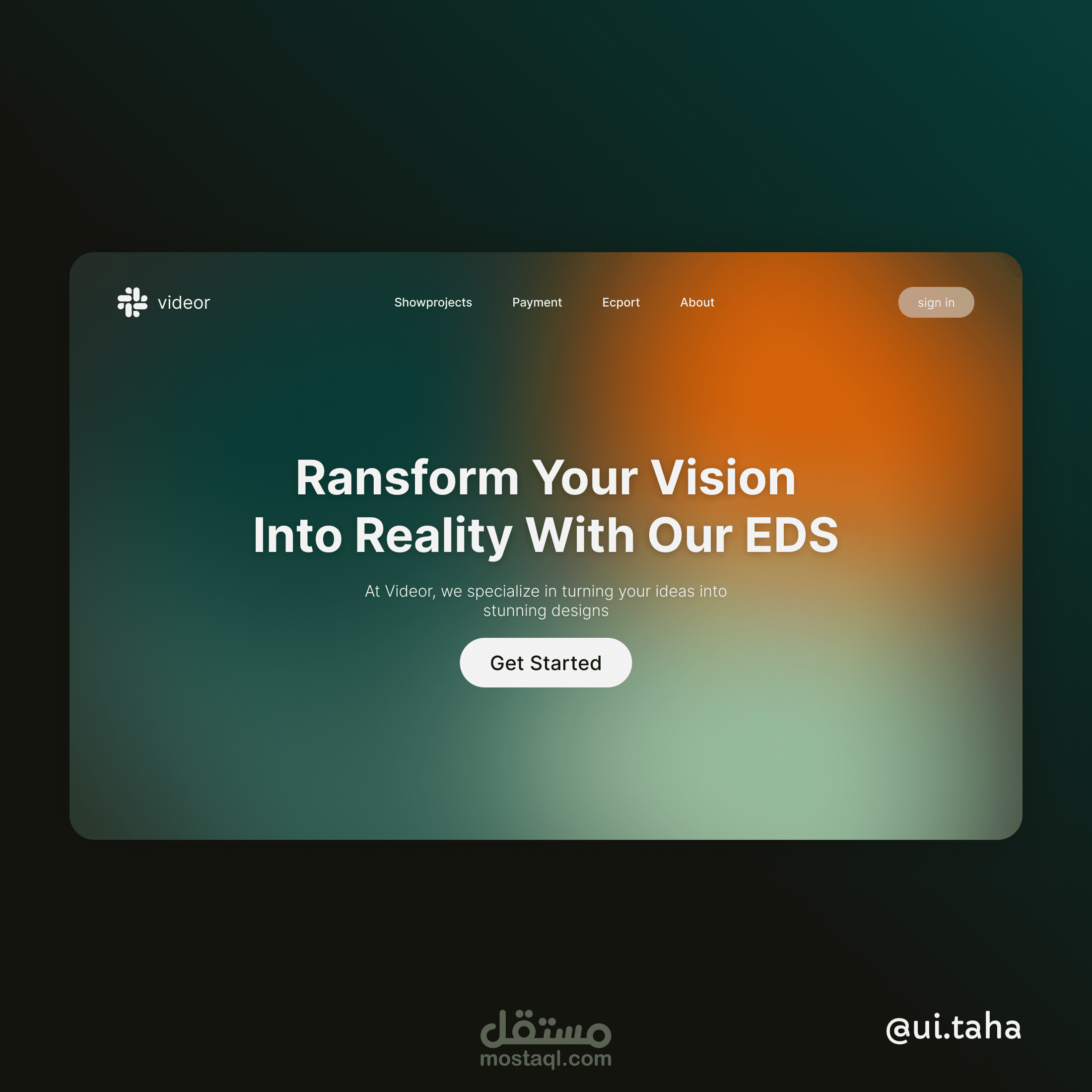 تصميم UI لصفحة هبوط لموقع Videor