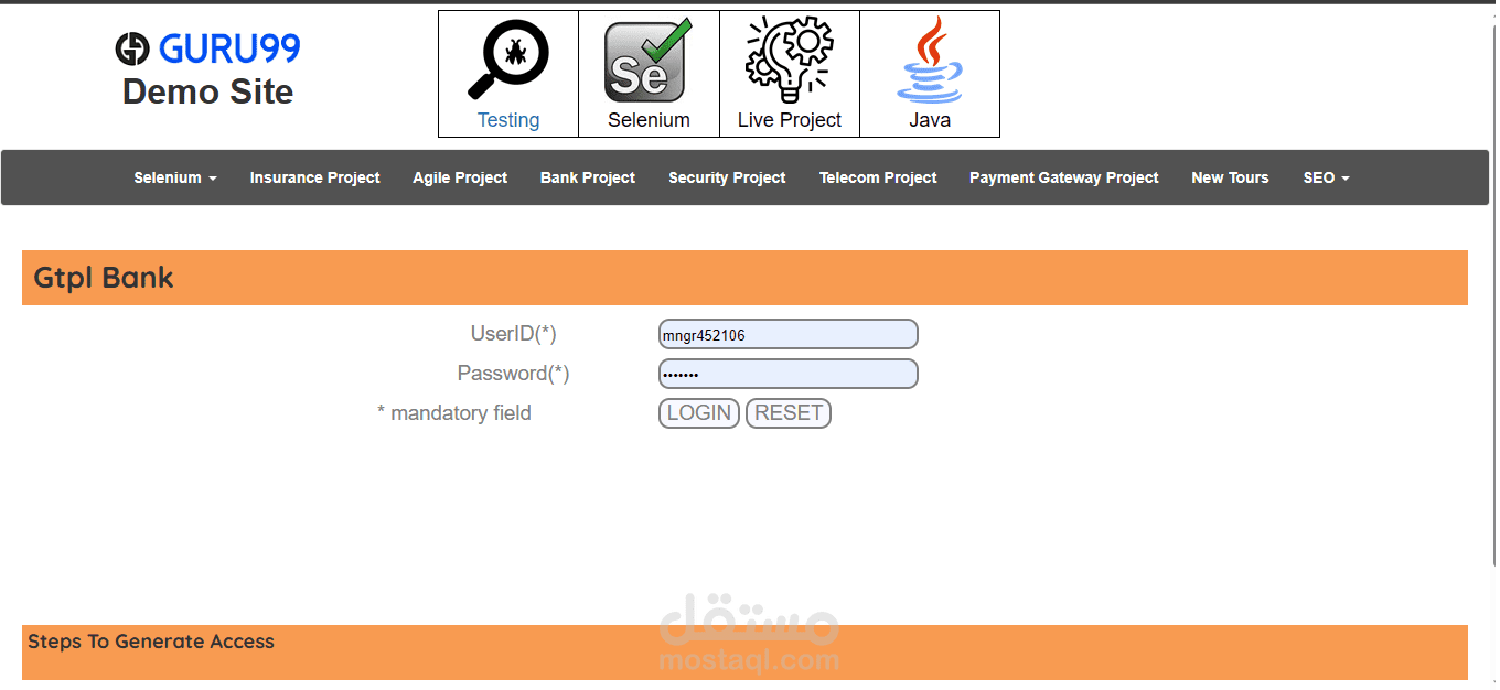 bug reports for Guru99