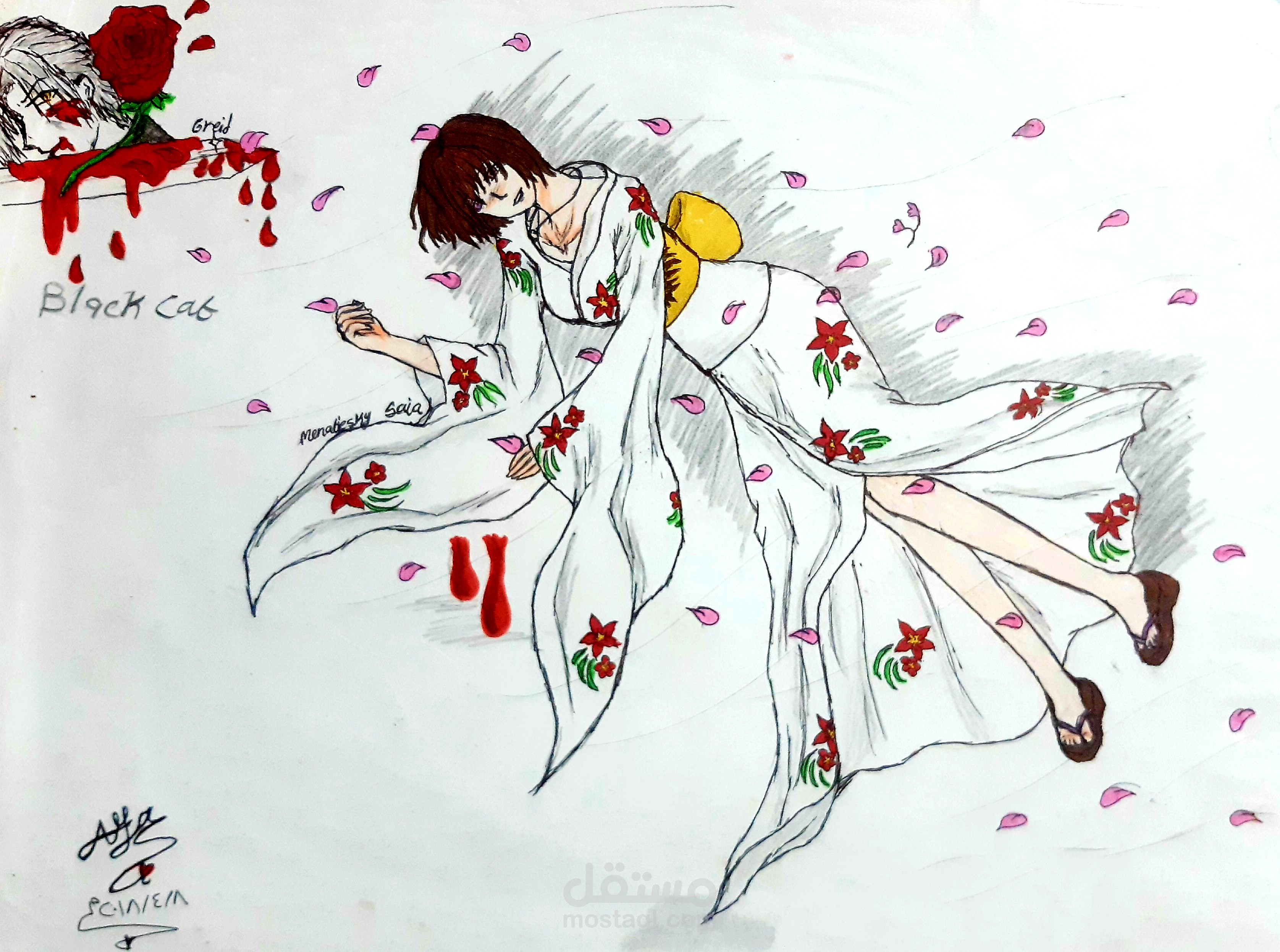 رسم أنمي ياباني .. القط الأسود