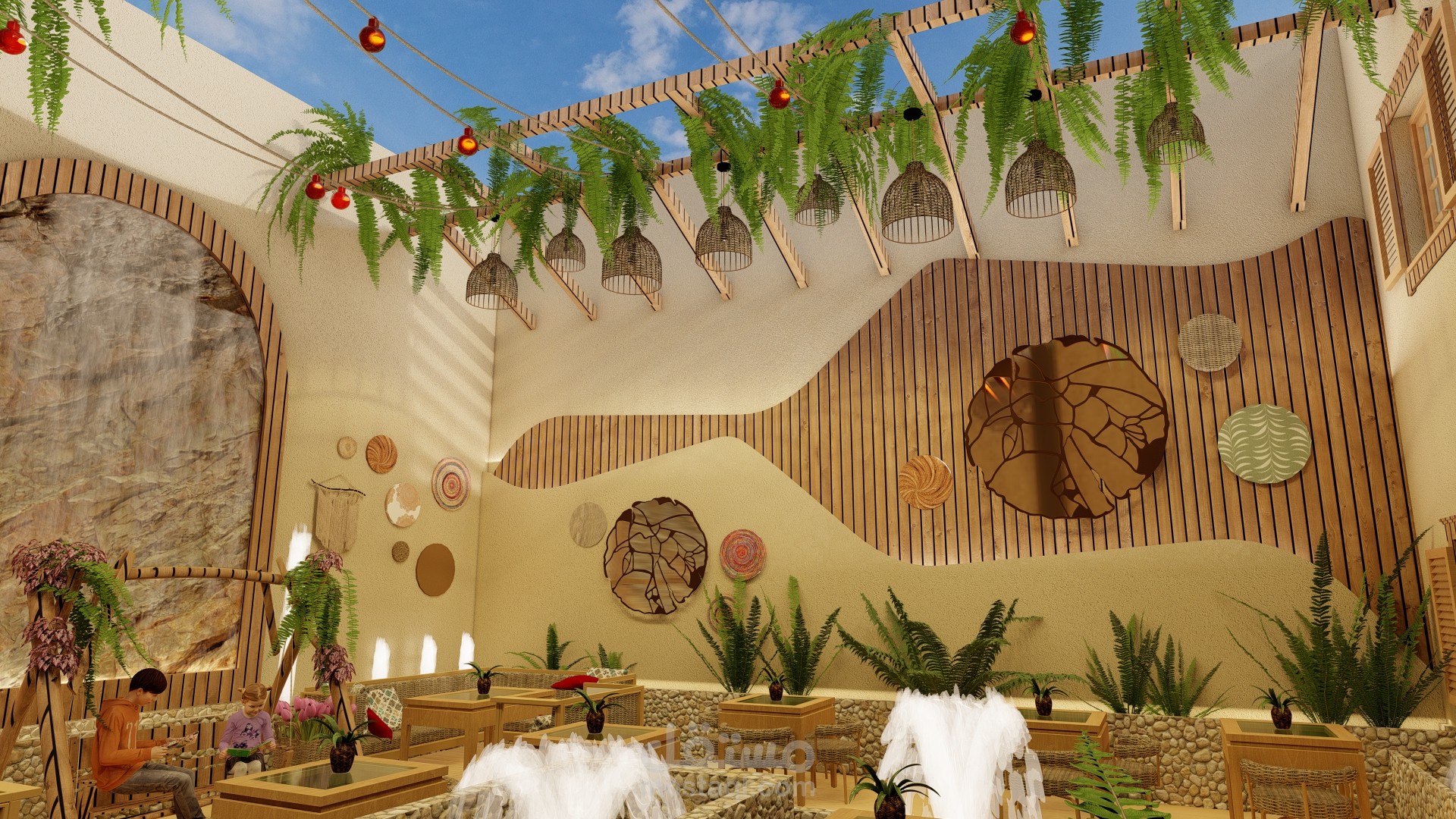 تصميم فناء داخلي لمطعم