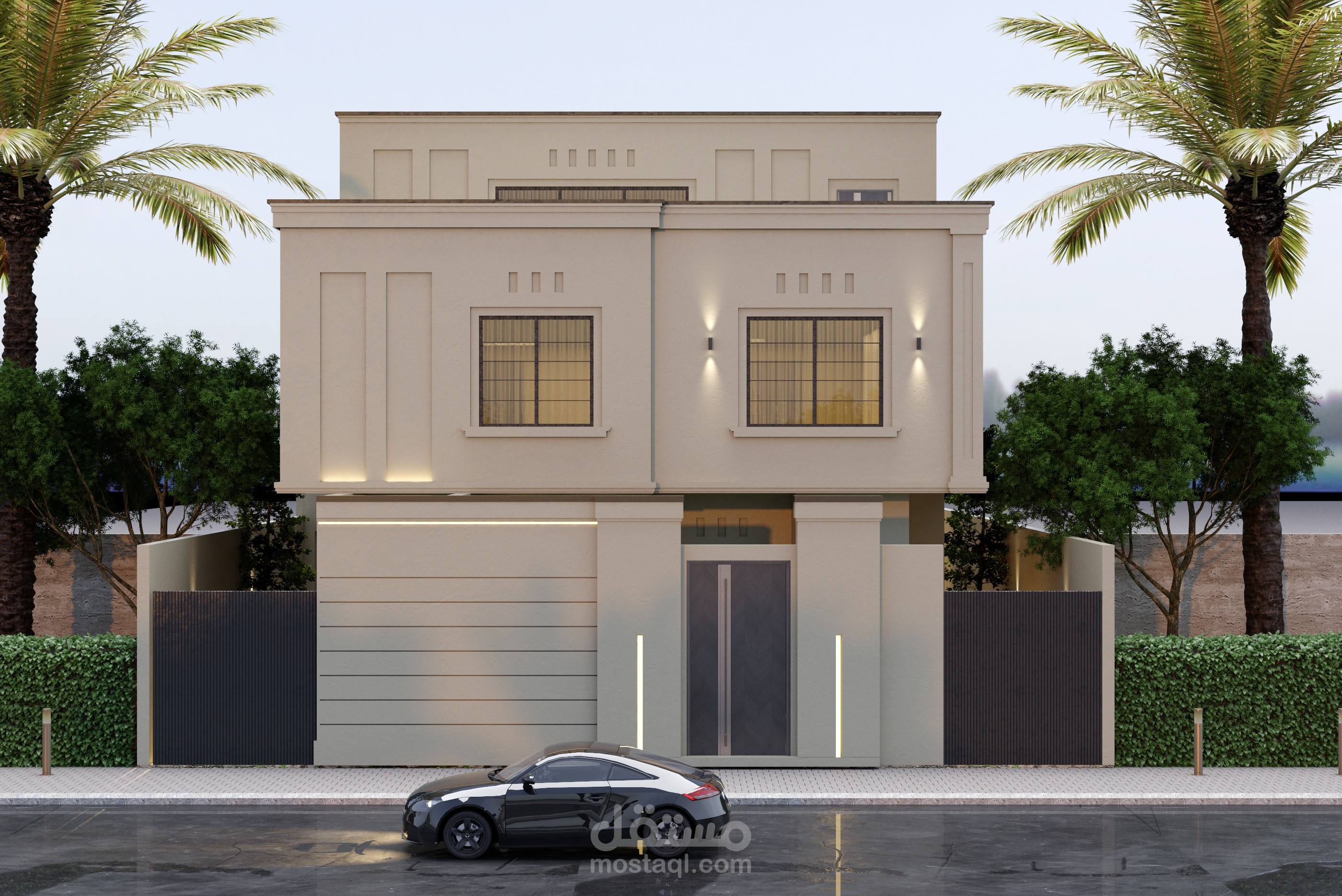 تصميم خارجي لواجهة فيلا بالمملكة العربية السعودية