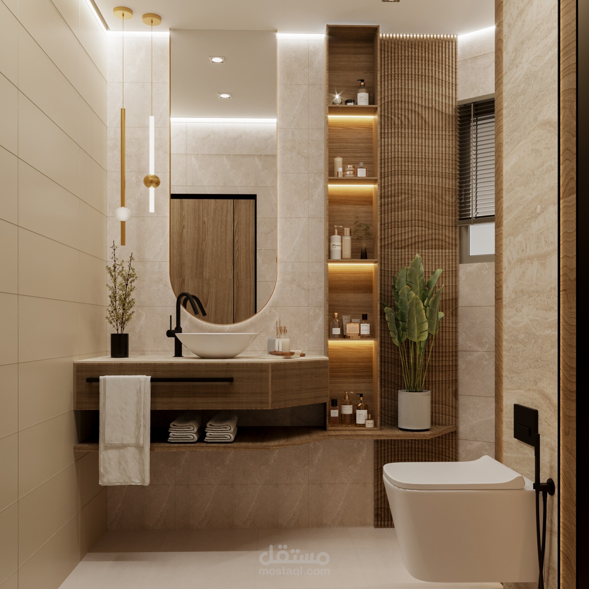 تصميم داخلي لحمام ضيوف