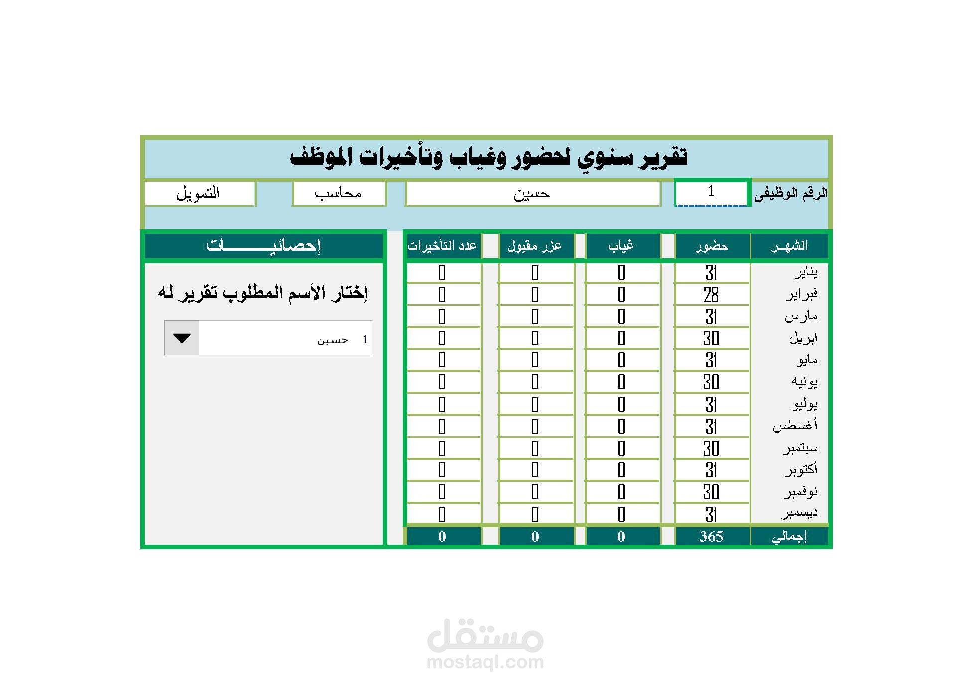 برنامج حضور وغياب وتأخيرات الموظفين