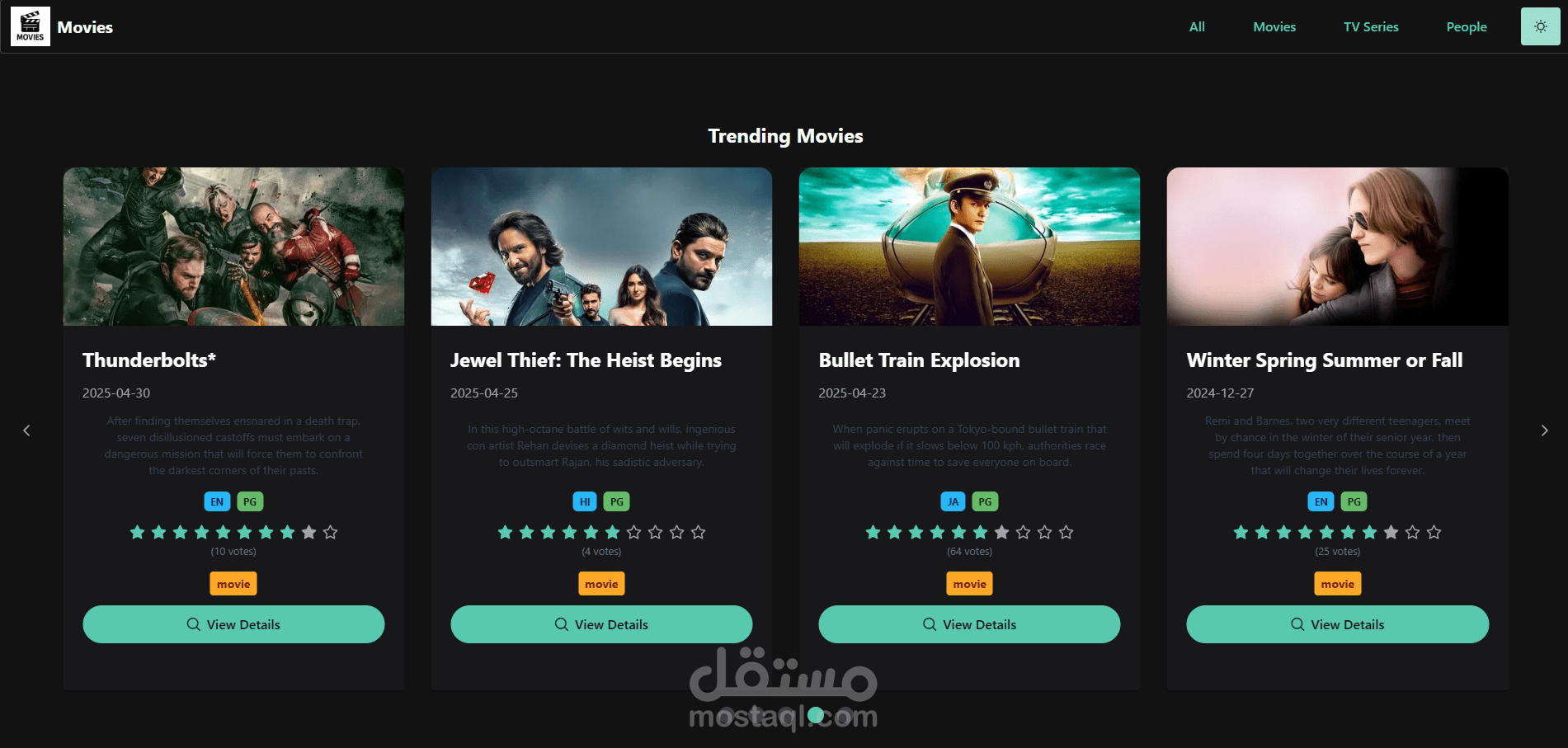 موقع لعرض الأفلام و المسلسلات الأكثر شعبية في الوقت الحالي باستخدام Angular