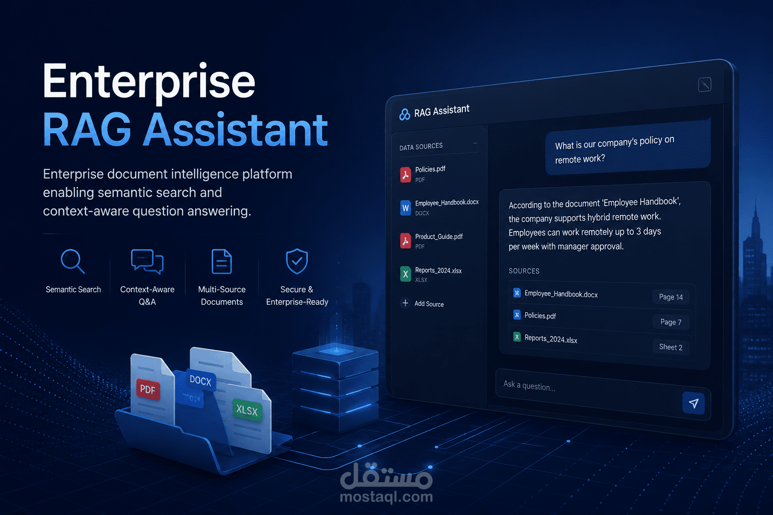 Enterprise RAG Assistant - منصة استعلام تفاعلية للمستندات