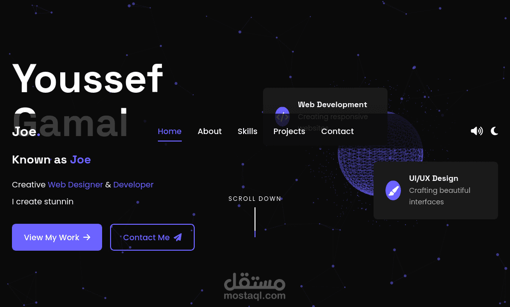 Modern Portfolio Website with 3D Effects & Dark/Light Mode