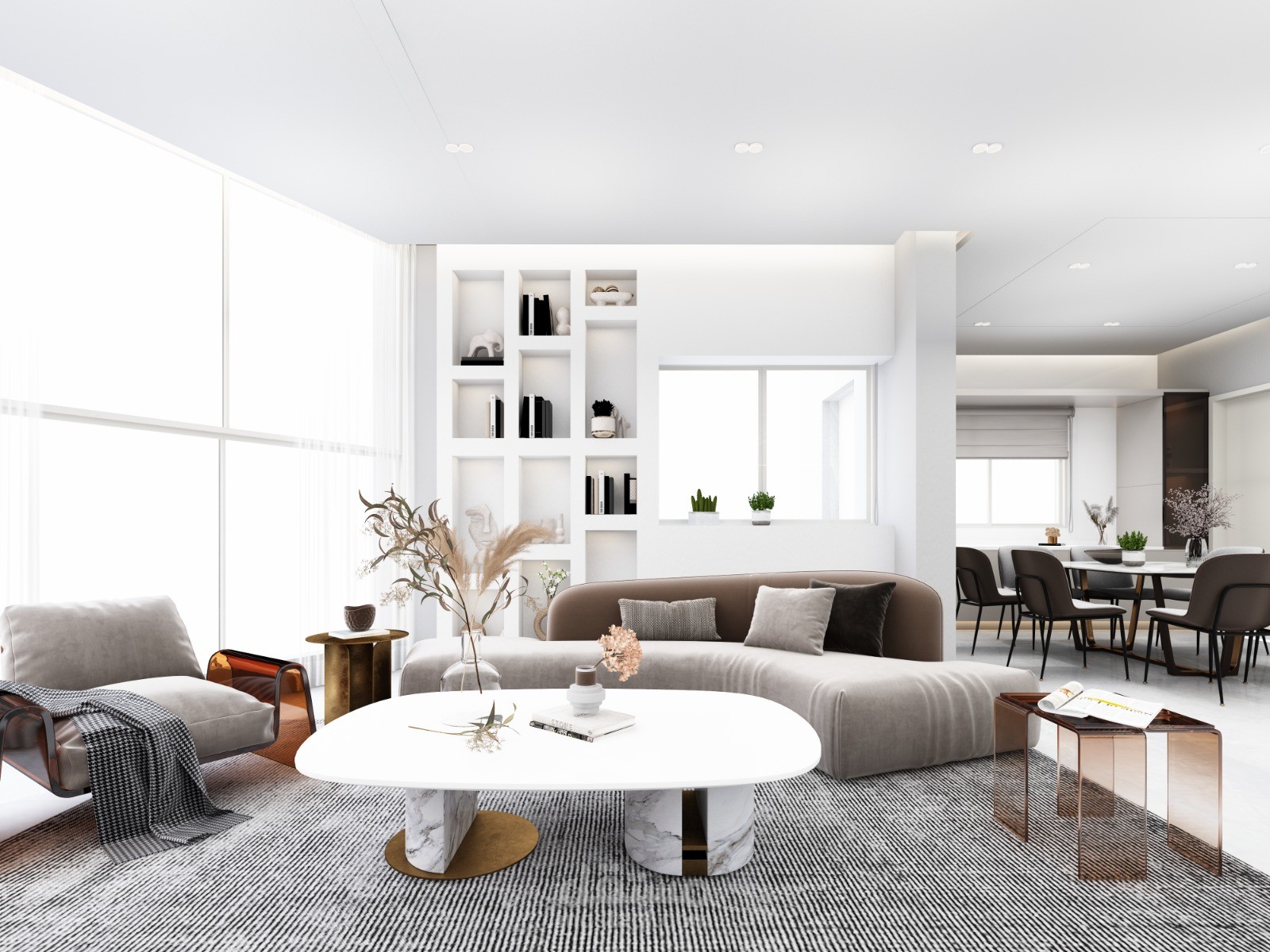 تصميم لصالون وغرفة طعام في لبنان