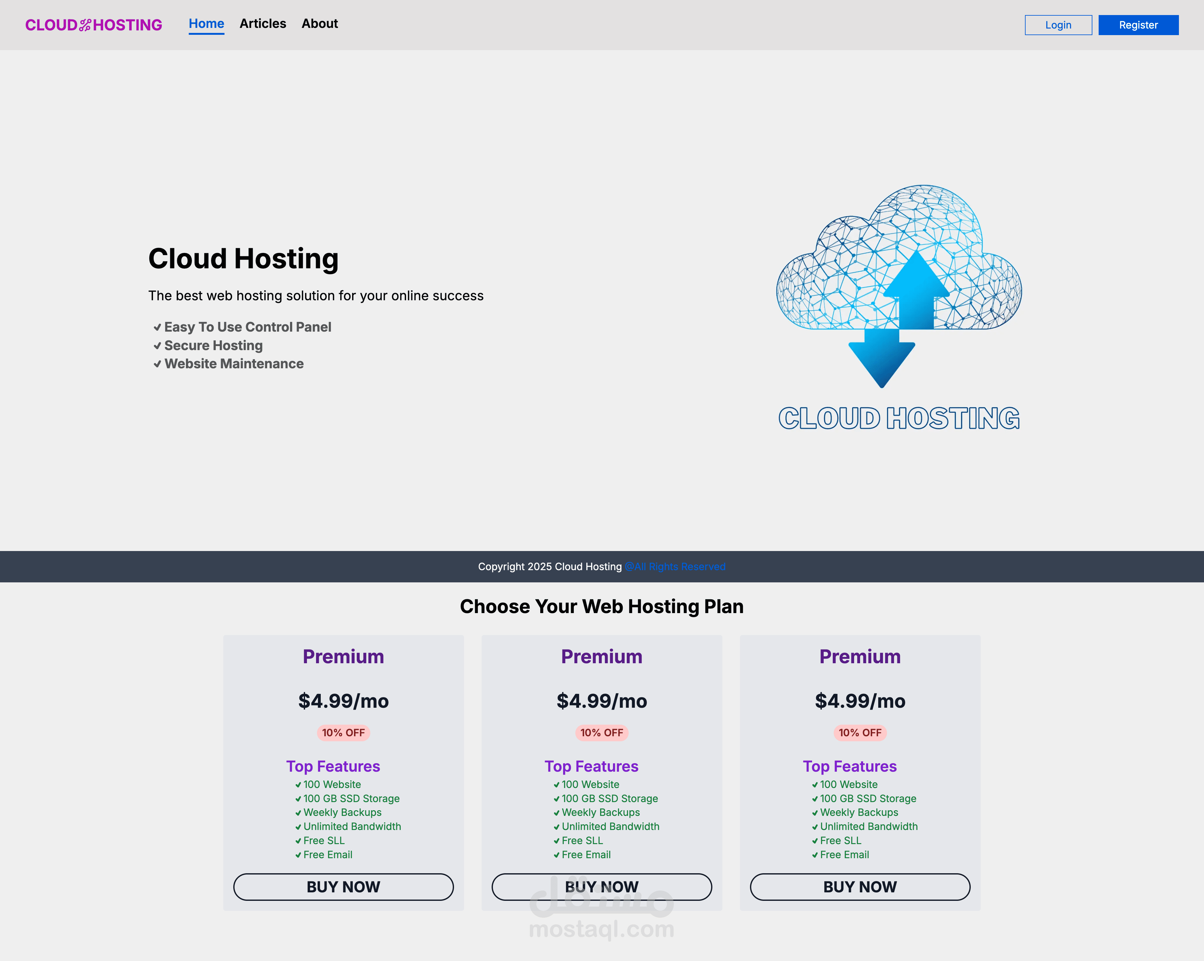 منصة Cloud Hosting - موقع متكامل (Full-Stack) باستخدام Next.js