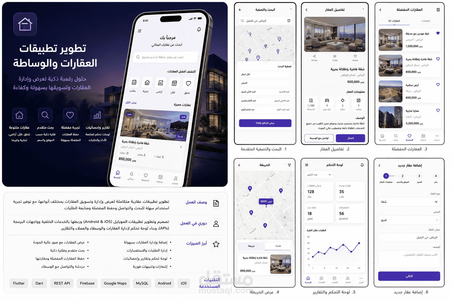 تطوير تطبيق عقاري متكامل لعرض وتسويق العقارات