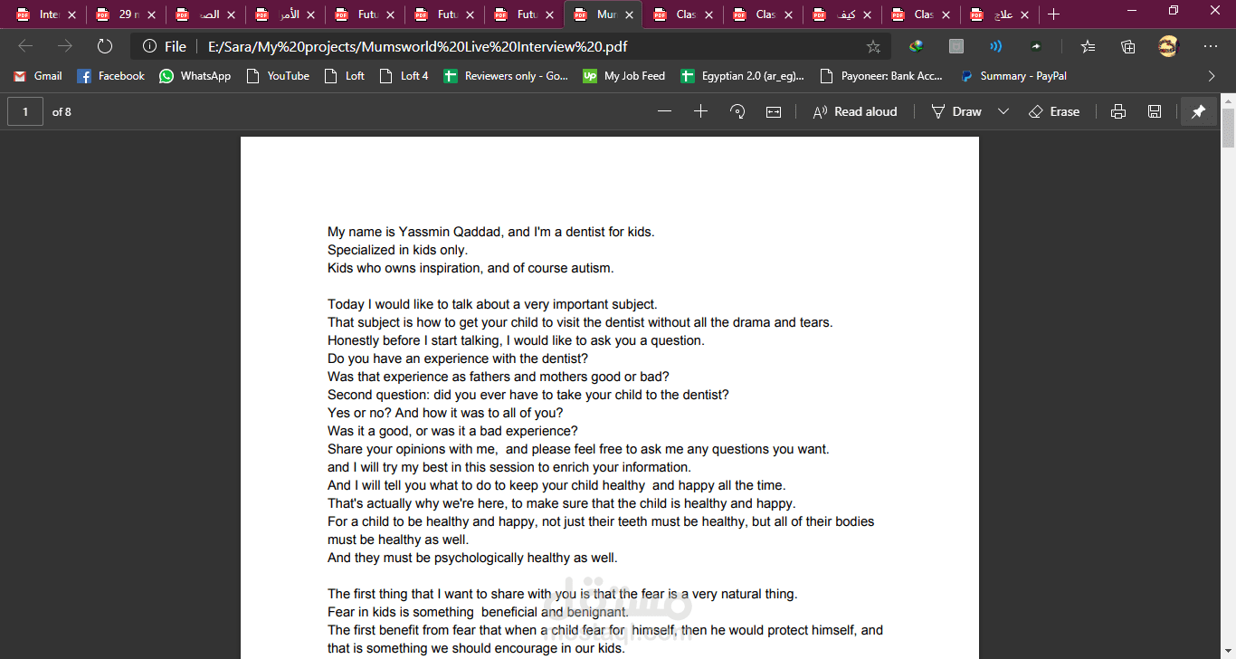 Translation and transcription of Arabic session into English