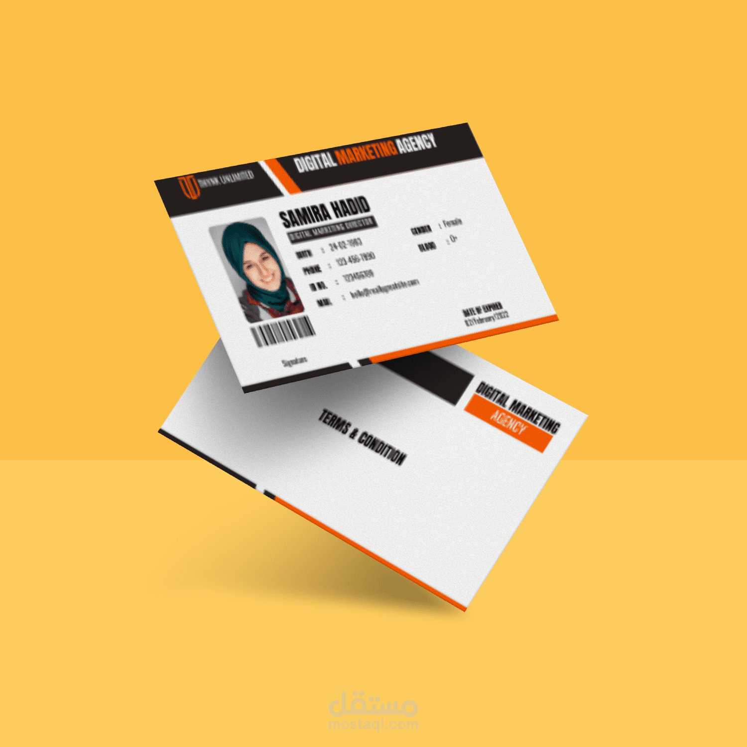 تصميم كرت اعمال احترافية متناسقة مع شعارك الخاص