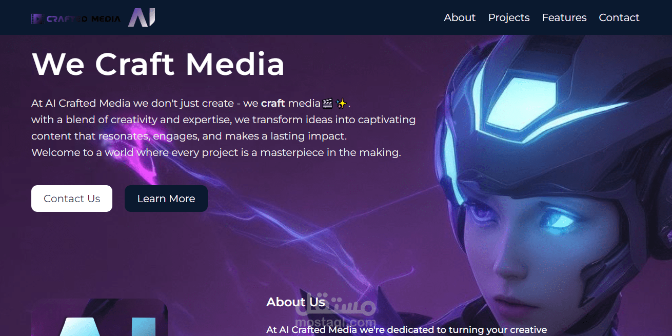 موقع الكتروني لشركة AI Crafted Media