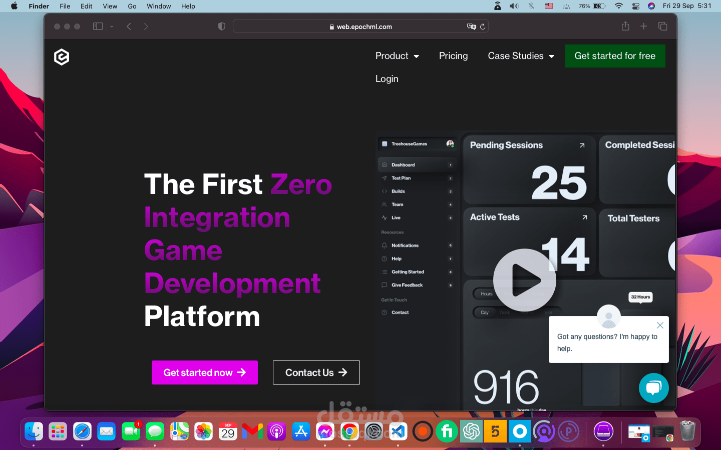 تصميم منصة تطوير ألعاب Epoch ML