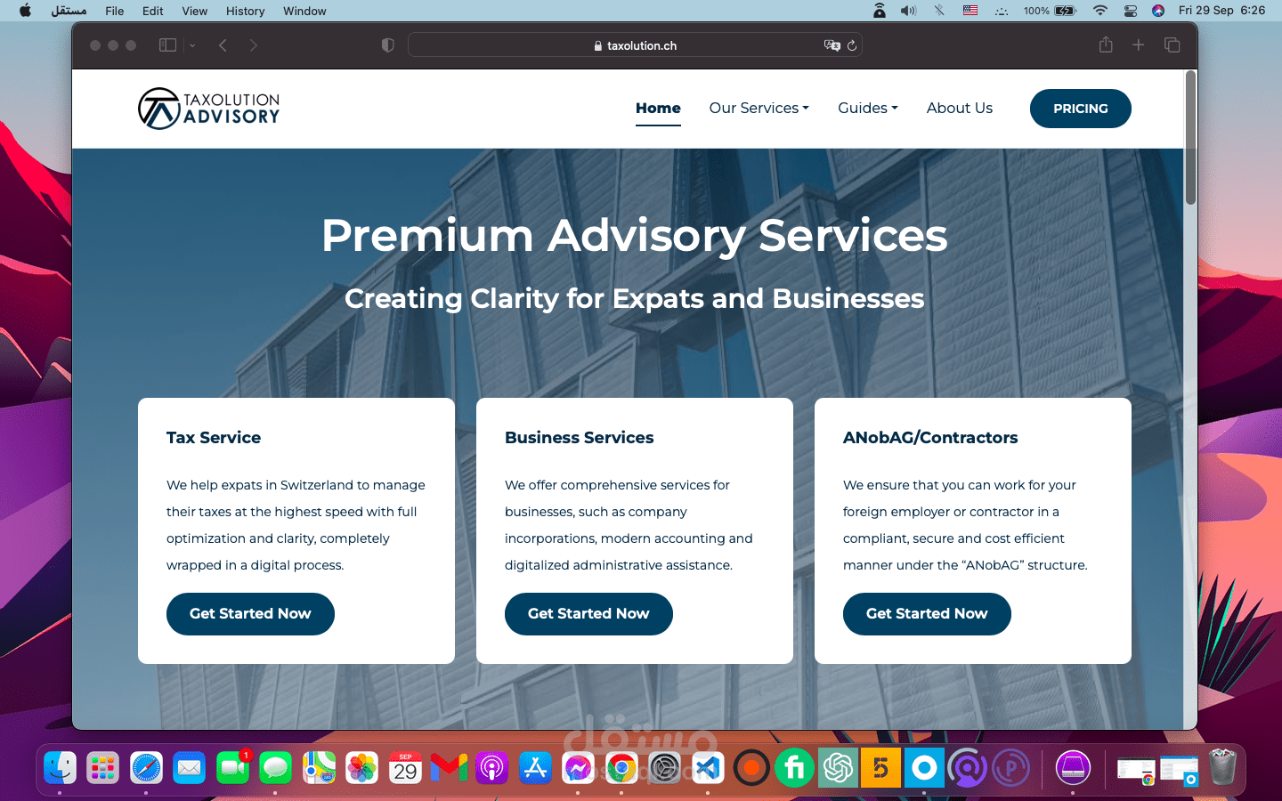 تصميم موقع خدمات استشارية Taxolution Advisory