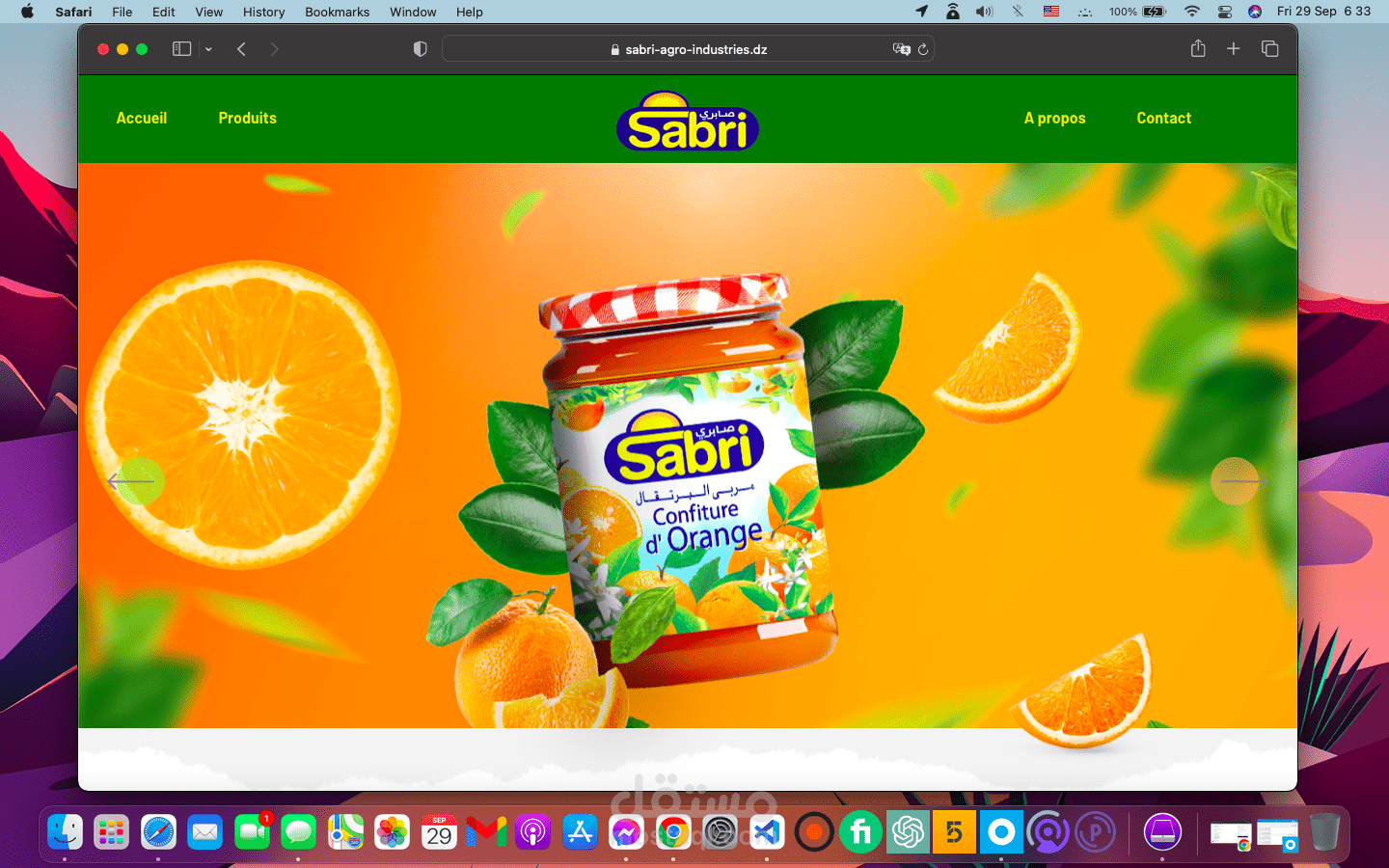انشاء موقع خاص بشركة صبري لصناعة جميع انواع المربى