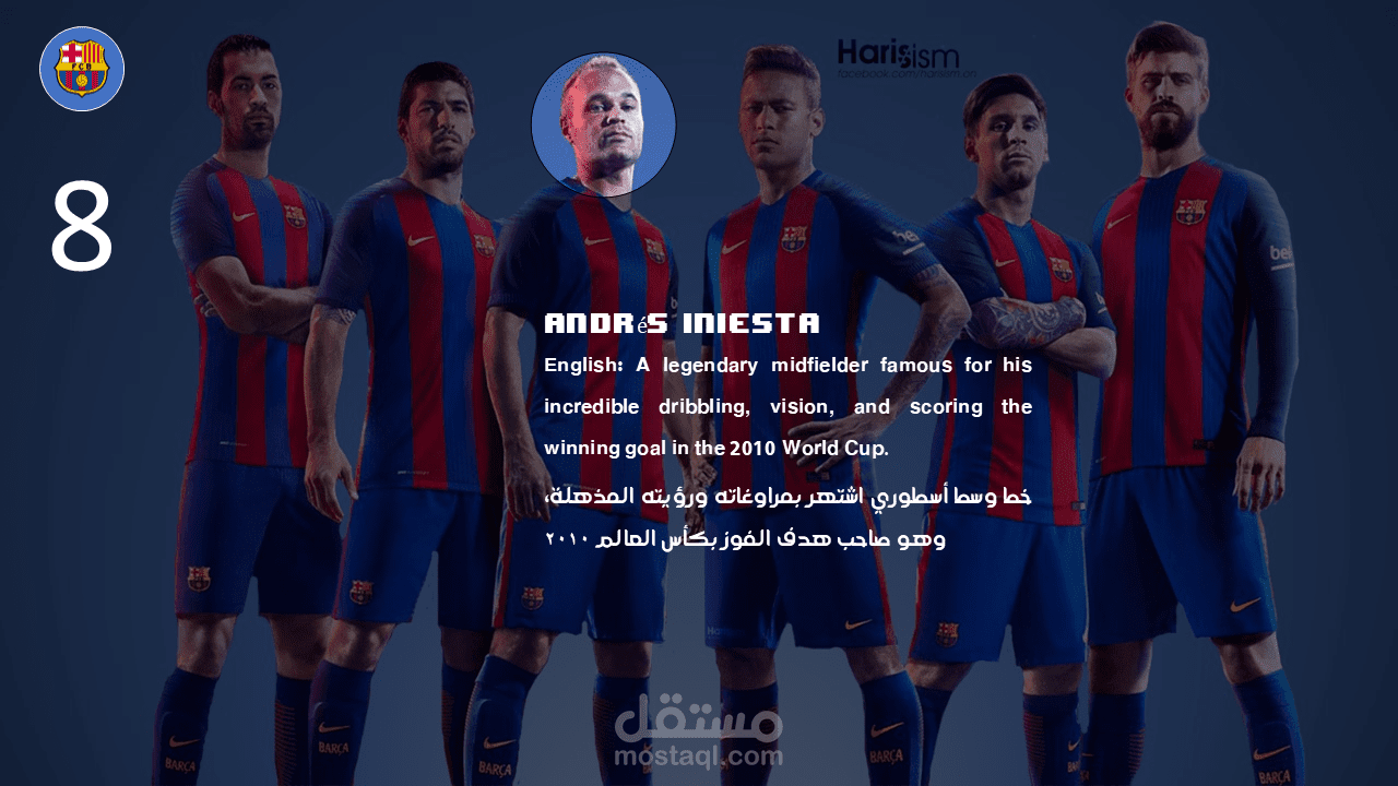 فيديو تعريفي تفاعلي وبصري لنجوم نادي برشلونة.