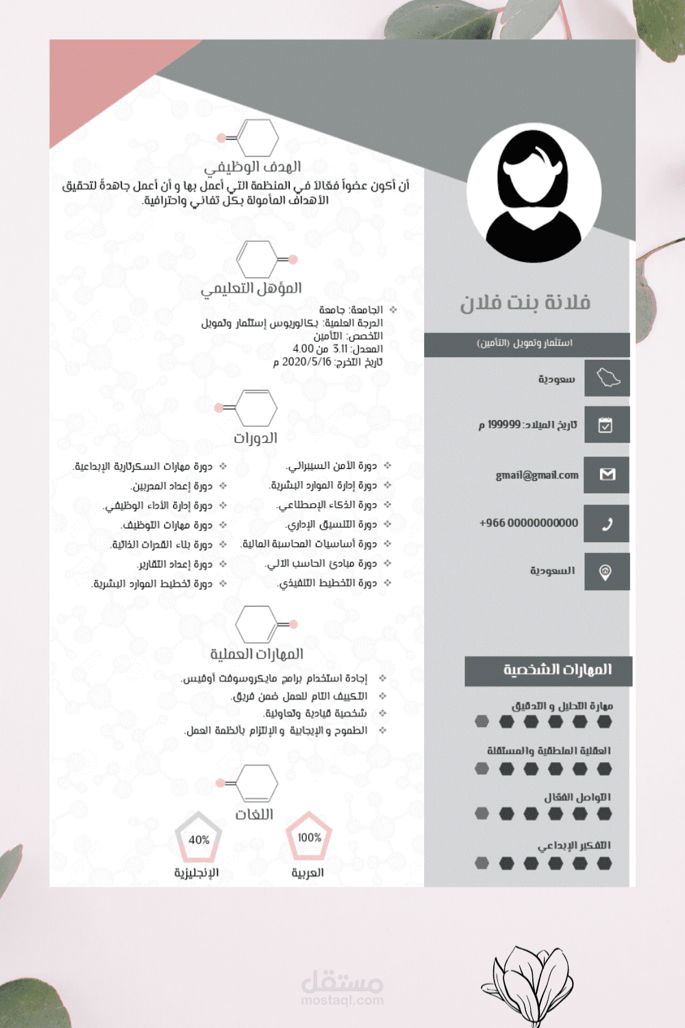 تصميم سيرة ذاتية