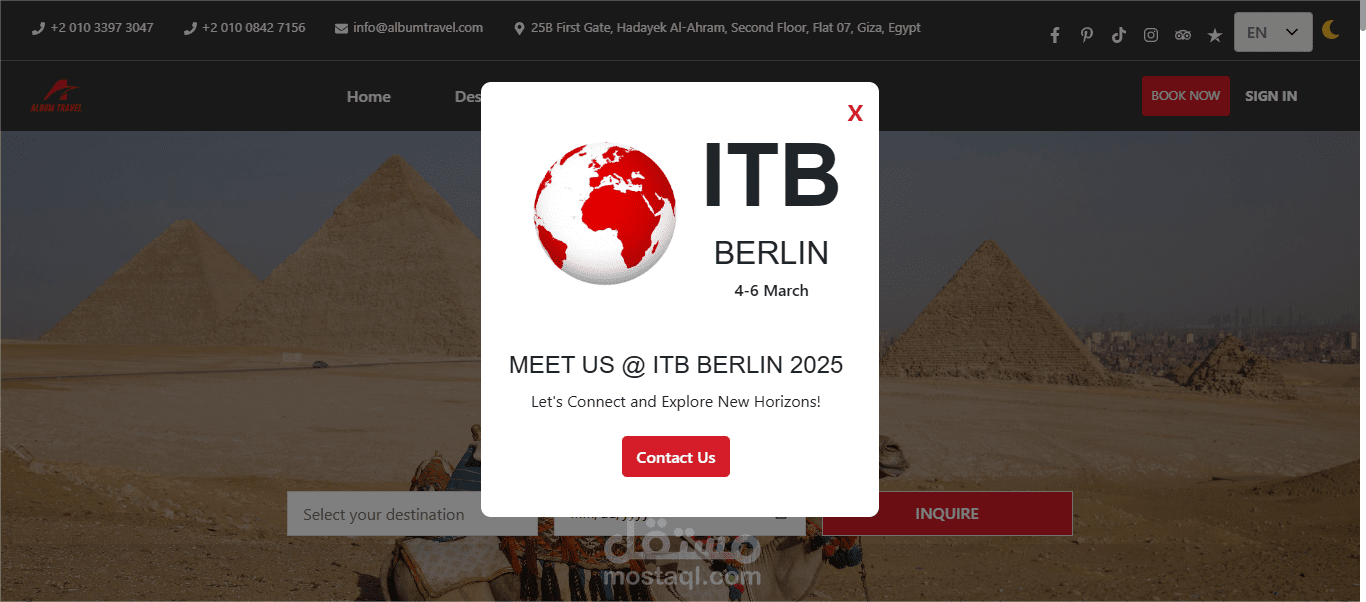 "Album Travel:  لتنظيم الرحلات المتكاملة باستخدام nextjs