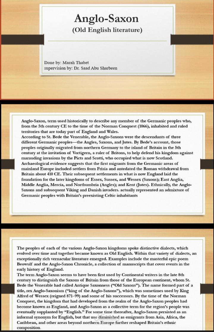 Simple Power point about Anglo Saxon (old english )